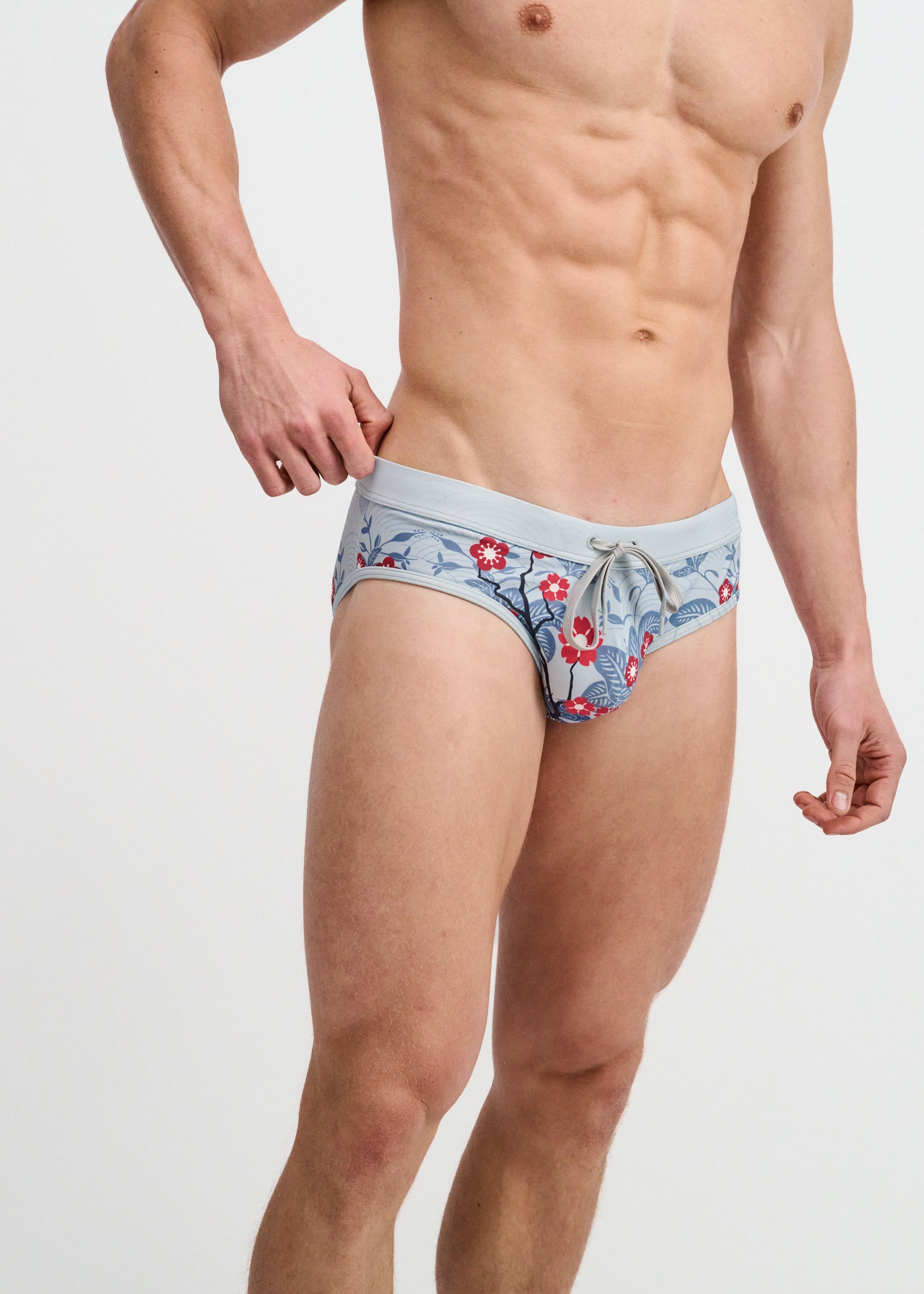 SLATE/NAVY FLORAL PRINTED SWIM BRIEF ST-8015-31