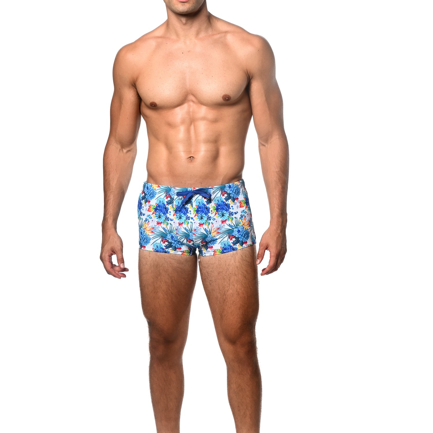 BLUE/YELLOW TROPICS PRINTED SWIM TRUNK ST-8016-22