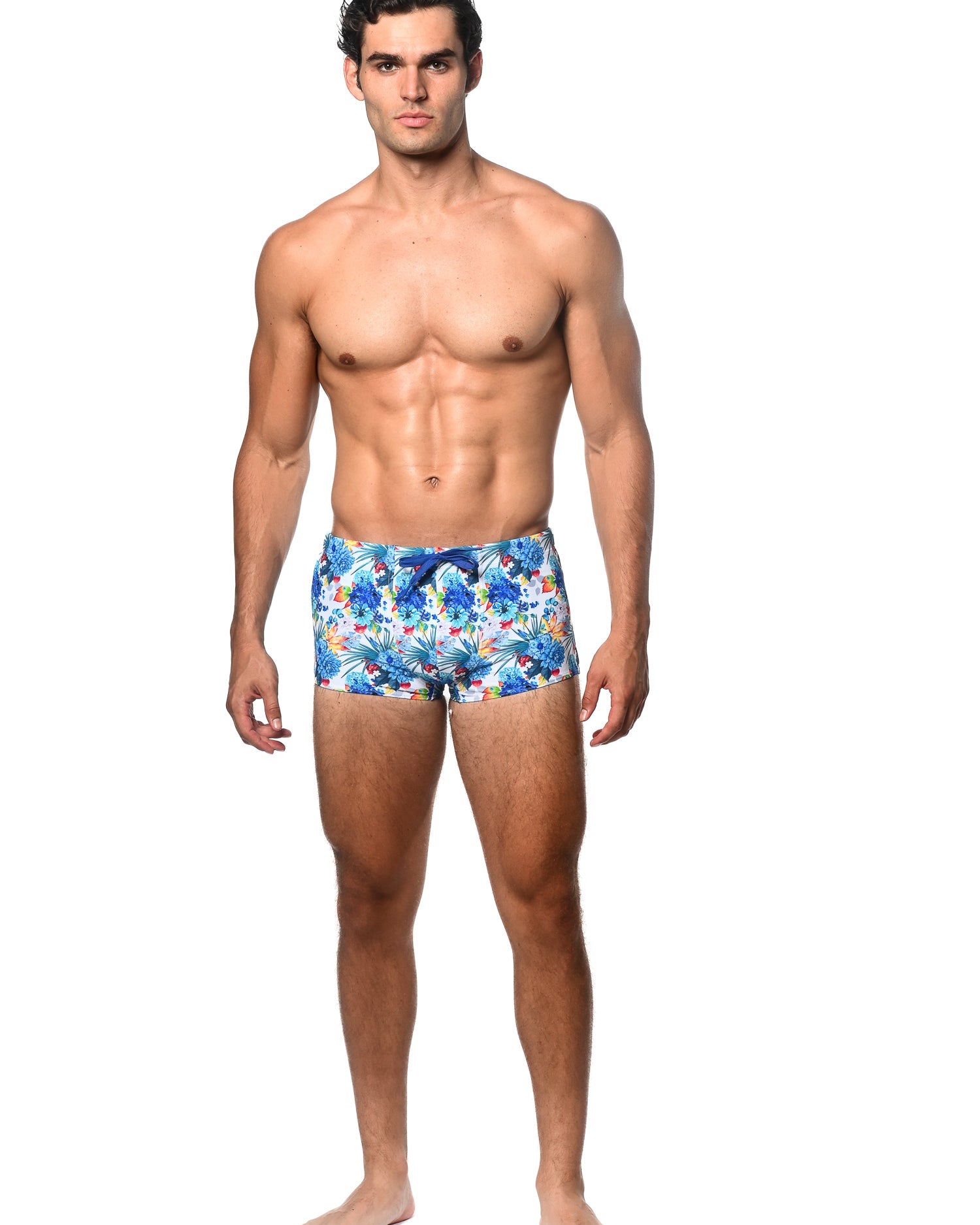 BLUE/YELLOW TROPICS PRINTED SWIM TRUNK ST-8016-22