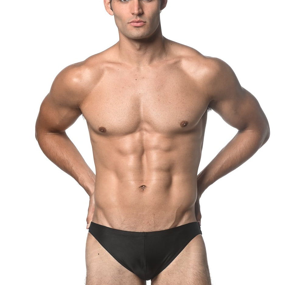 BLACK SOLID SWIM BRIEF W/ SIDE BUCKLE ST-8018