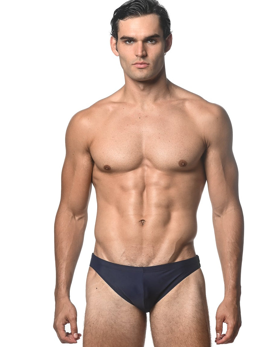 NAVY SOLID SWIM BRIEF W/ SIDE BUCKLE ST-8018