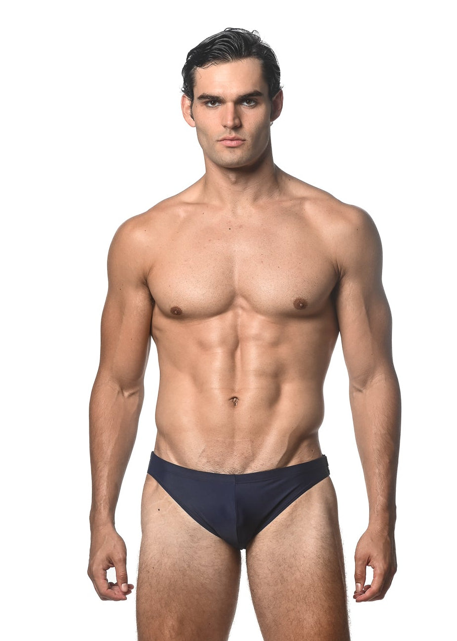 NAVY SOLID SWIM BRIEF W/ SIDE BUCKLE ST-8018