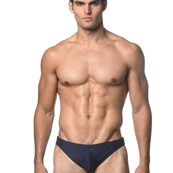 NAVY SOLID SWIM BRIEF W/ SIDE BUCKLE ST-8018