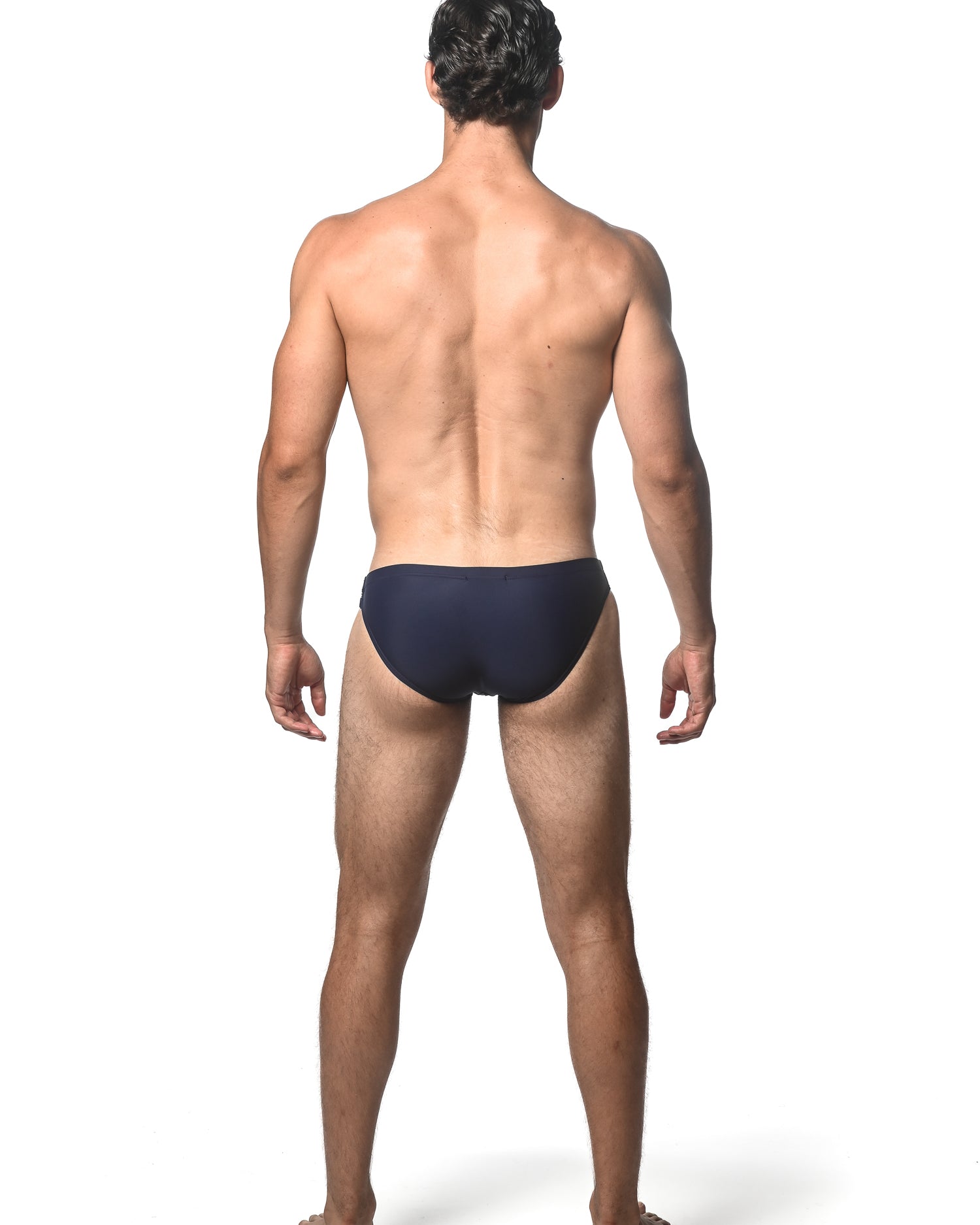 NAVY SOLID SWIM BRIEF W/ SIDE BUCKLE ST-8018