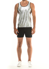 SILVER CRACKLE METALLIC STRETCH TANK TOP ST-8900 Final Sale