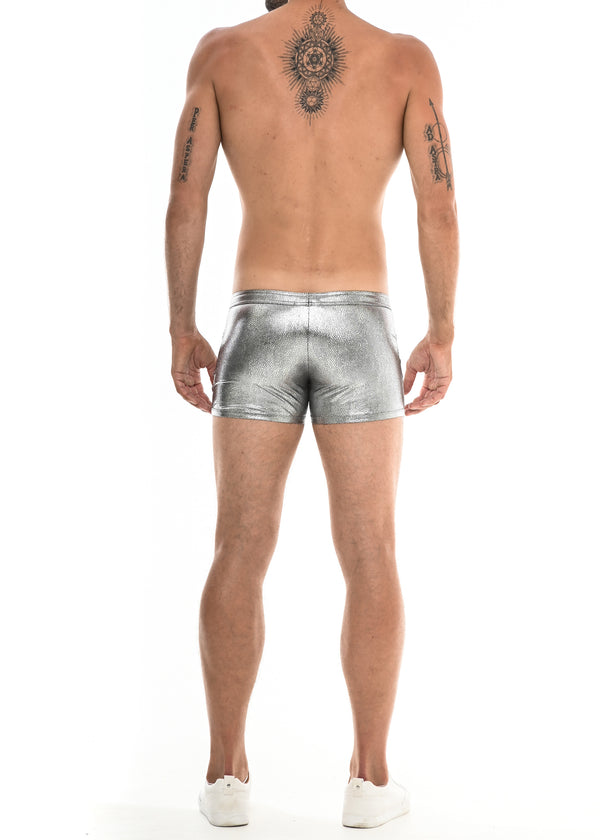 SILVER CRACKLE 3" METALLIC SHORTS ST-9000 Final Sale