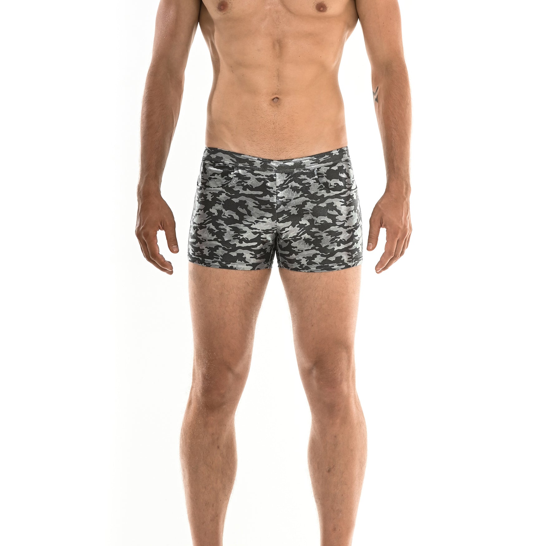 BLACK/SILVER METALLIC CAMO 3" SHORT ST-9006 Final Sale