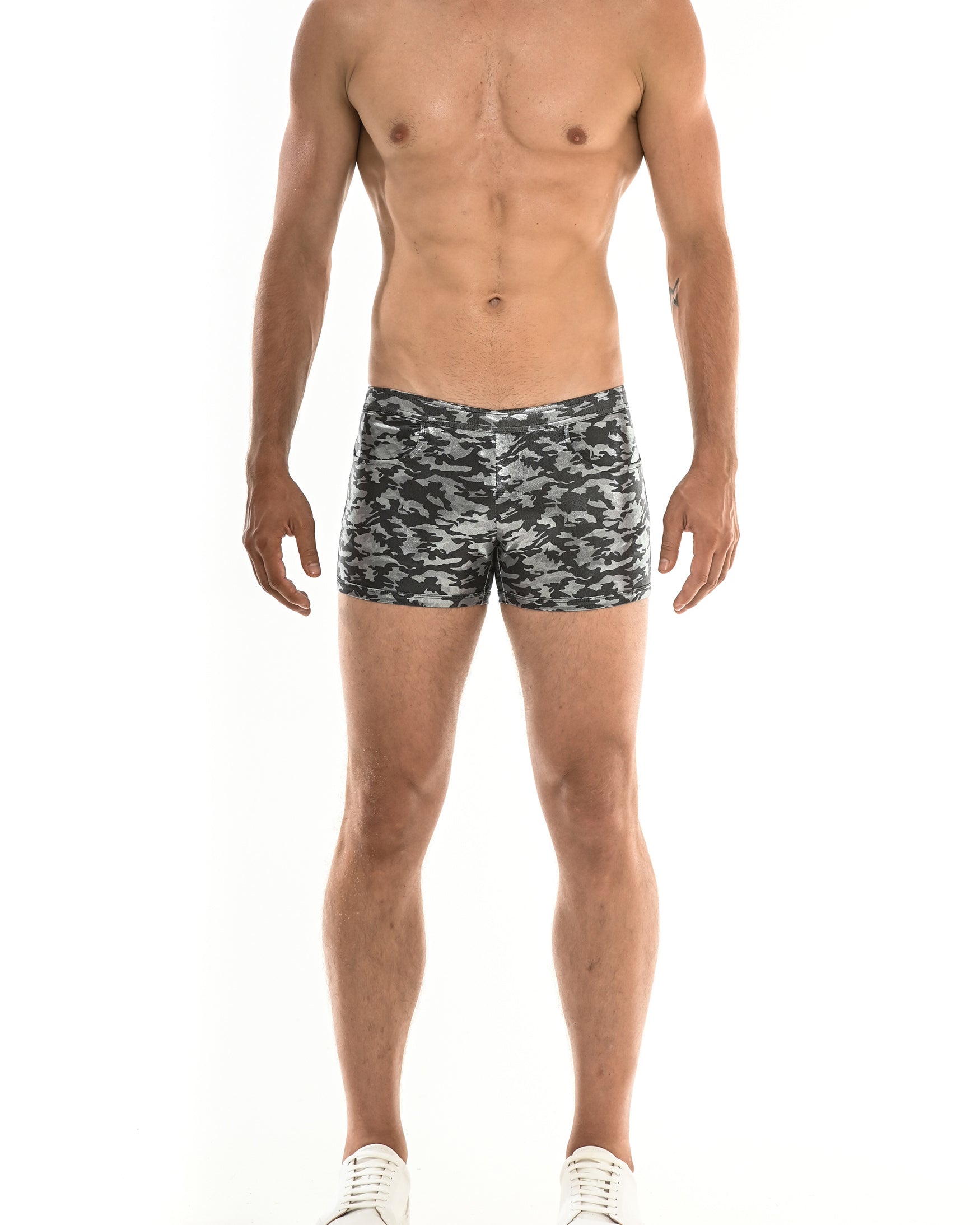 BLACK/SILVER METALLIC CAMO 3" SHORT ST-9006 Final Sale