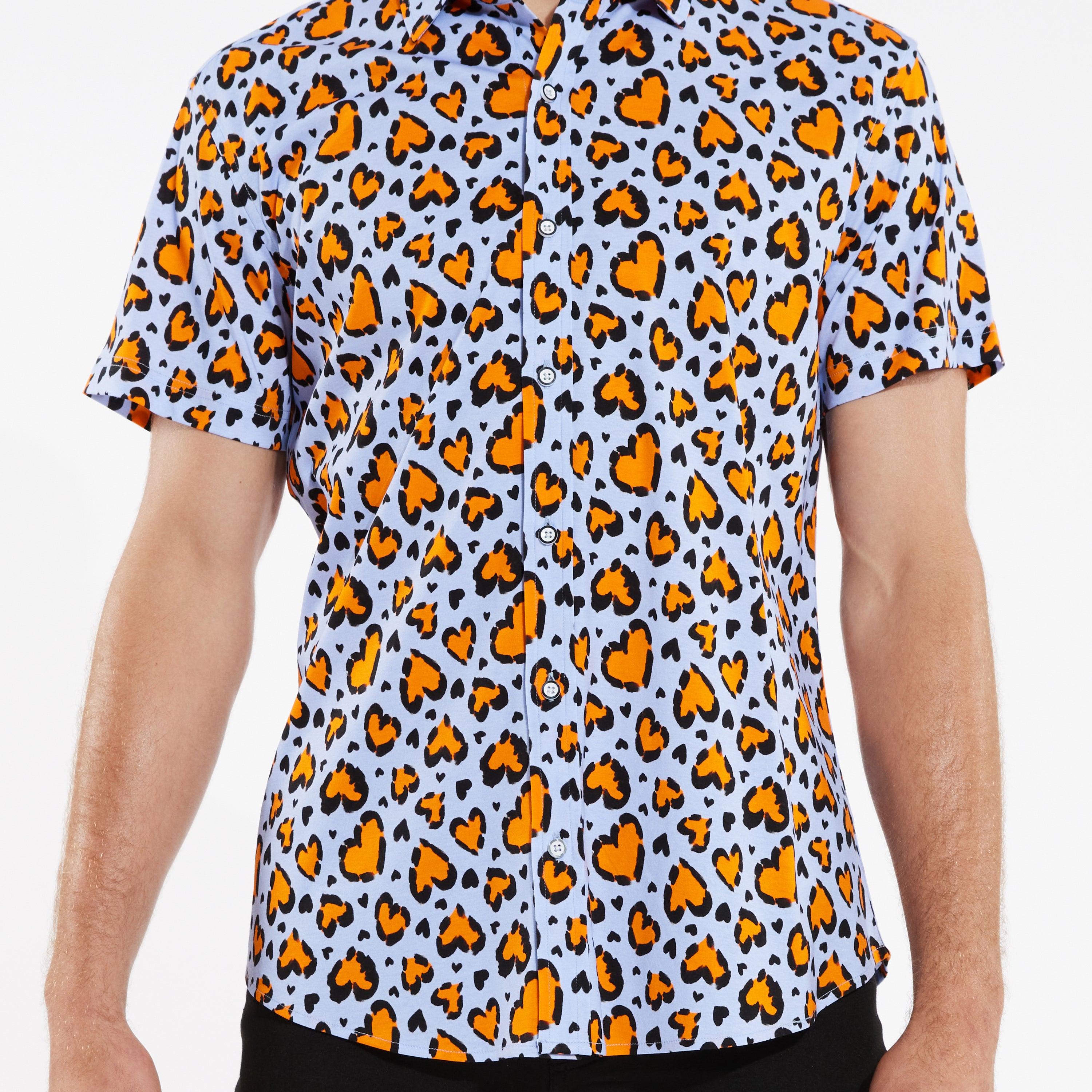 SKY APRICOT HEARTS STRETCH JERSEY KNIT SHORT SLEEVE SHIRT ST-9220