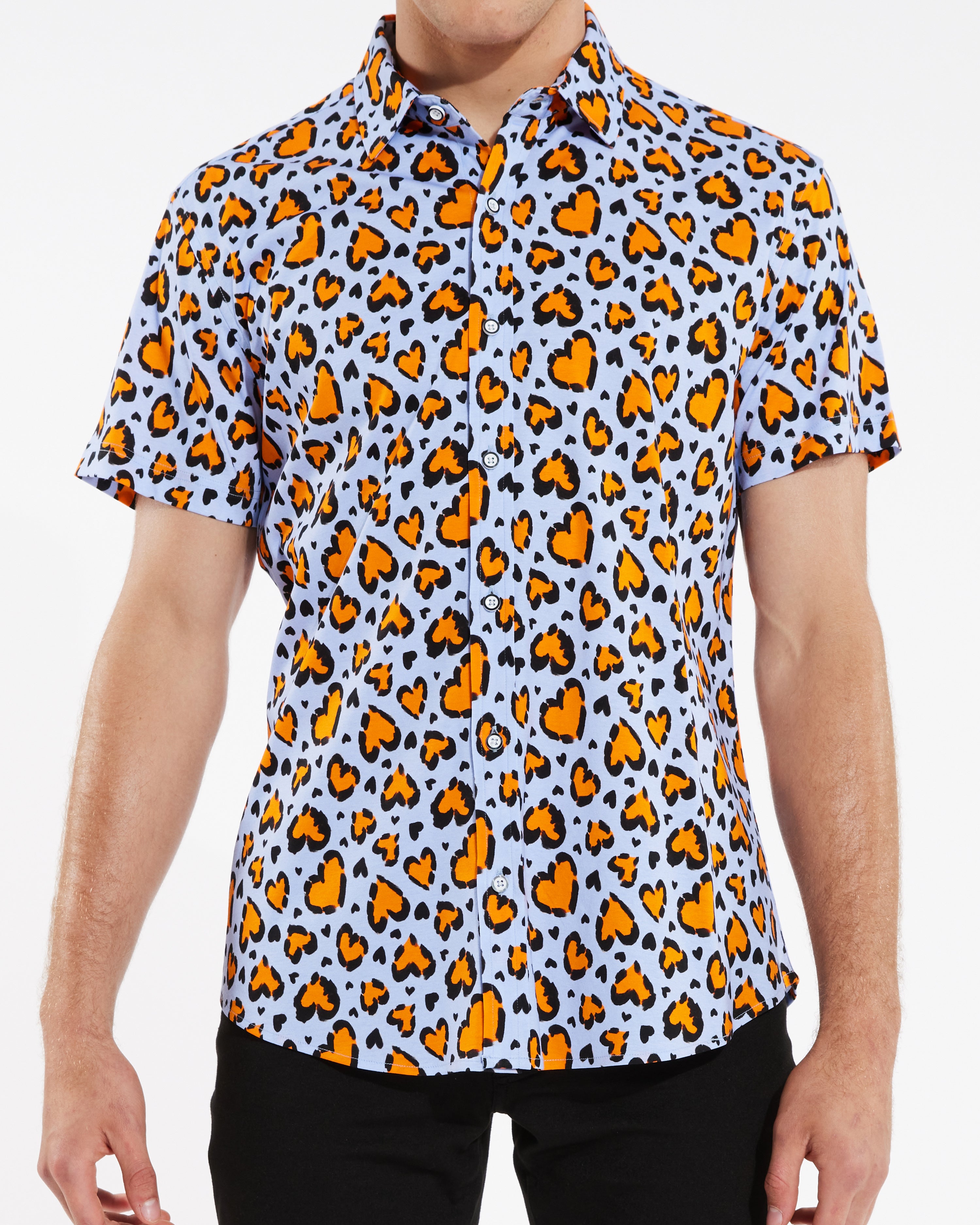 SKY APRICOT HEARTS STRETCH JERSEY KNIT SHORT SLEEVE SHIRT ST-9220
