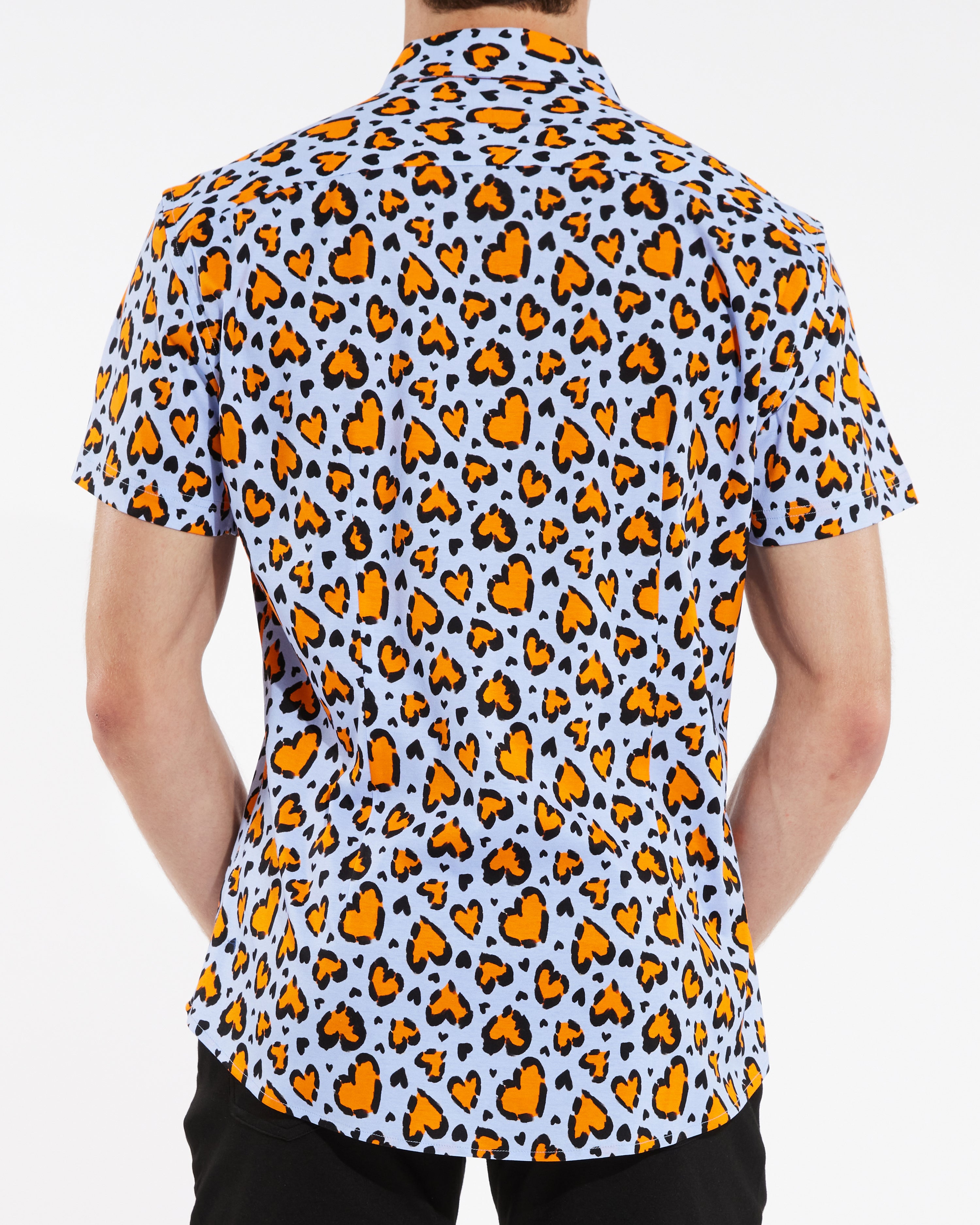 SKY APRICOT HEARTS STRETCH JERSEY KNIT SHORT SLEEVE SHIRT ST-9220