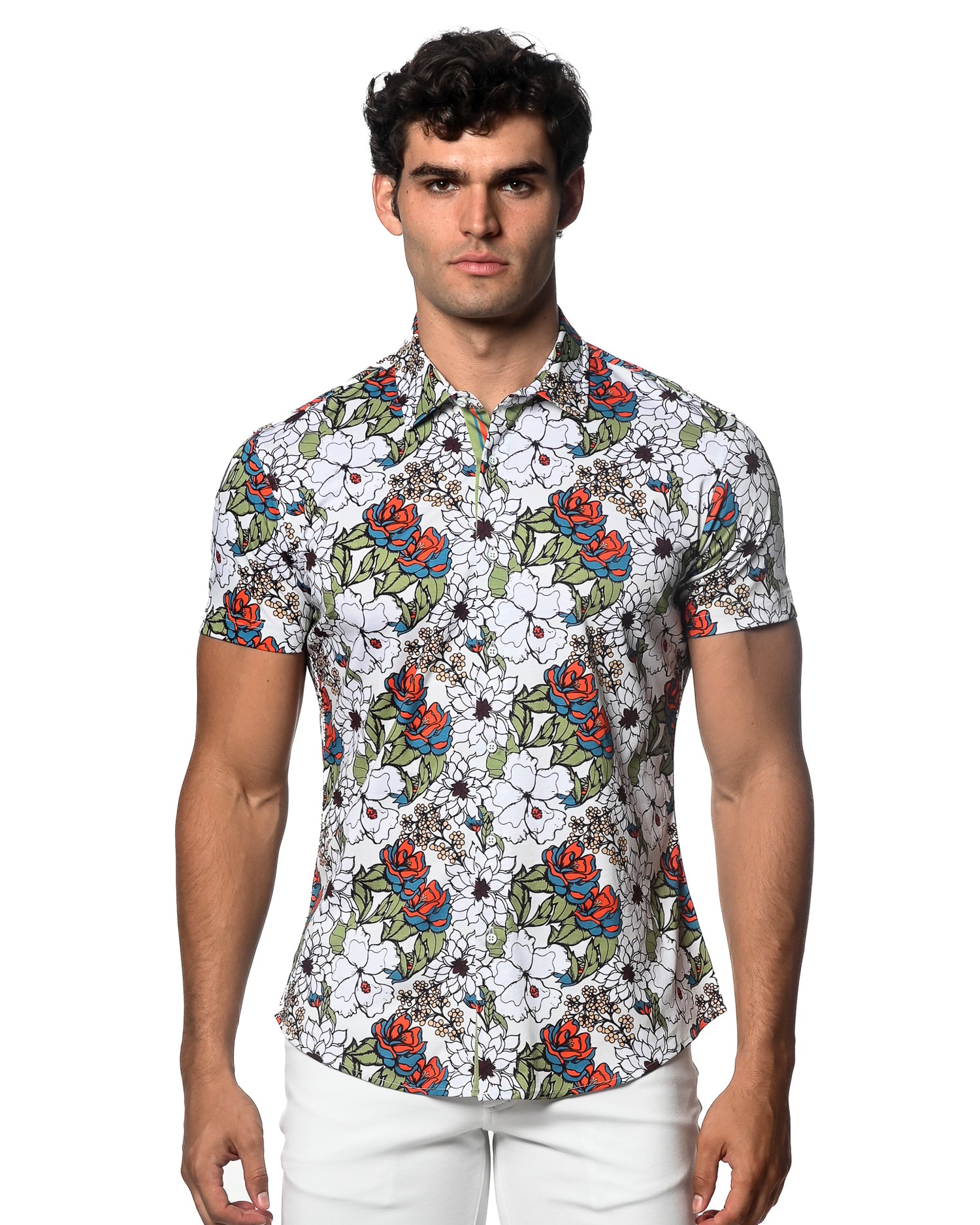 SPROUT/FLAME FAUNA PRINTED KNIT JERSEY SHORT SLEEVE SHIRT SEAMLESS PATTERN ST-9309