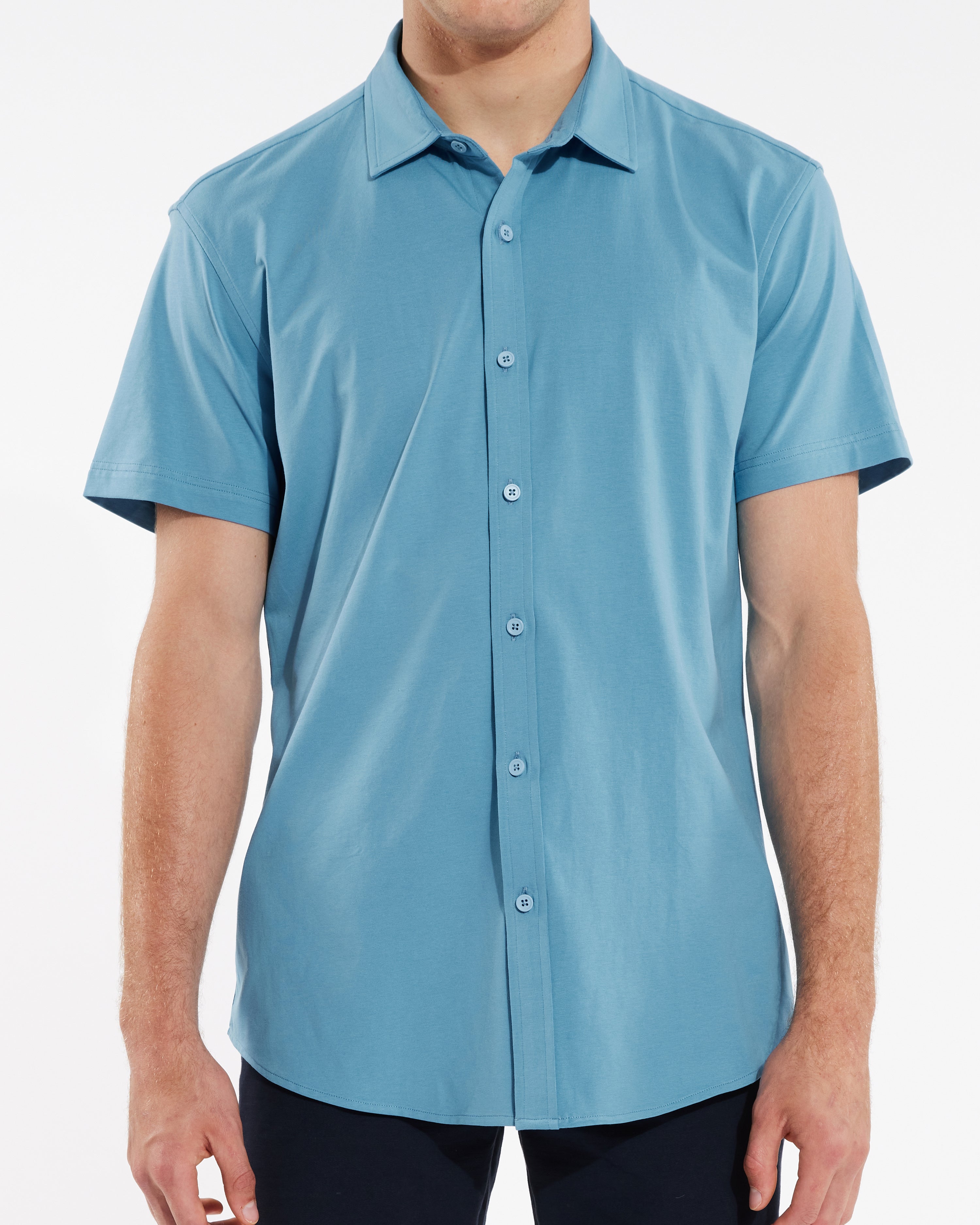 BLUE BAYOU SOLID KNIT STRETCH SHORT SLEEVE SHIRT ST-960