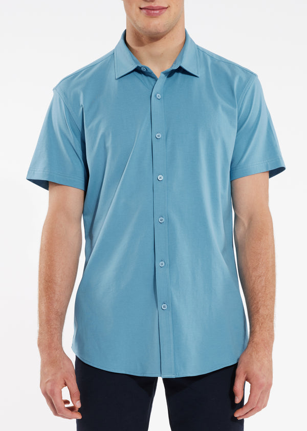 BLUE BAYOU SOLID KNIT STRETCH SHORT SLEEVE SHIRT ST-960