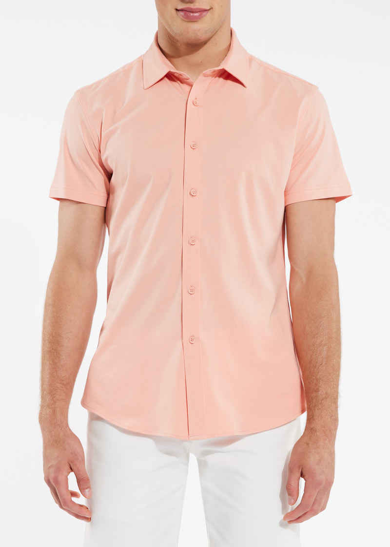 BLUSH SOLID KNIT STRETCH SHORT SLEEVE SHIRT ST-960 Final Sale