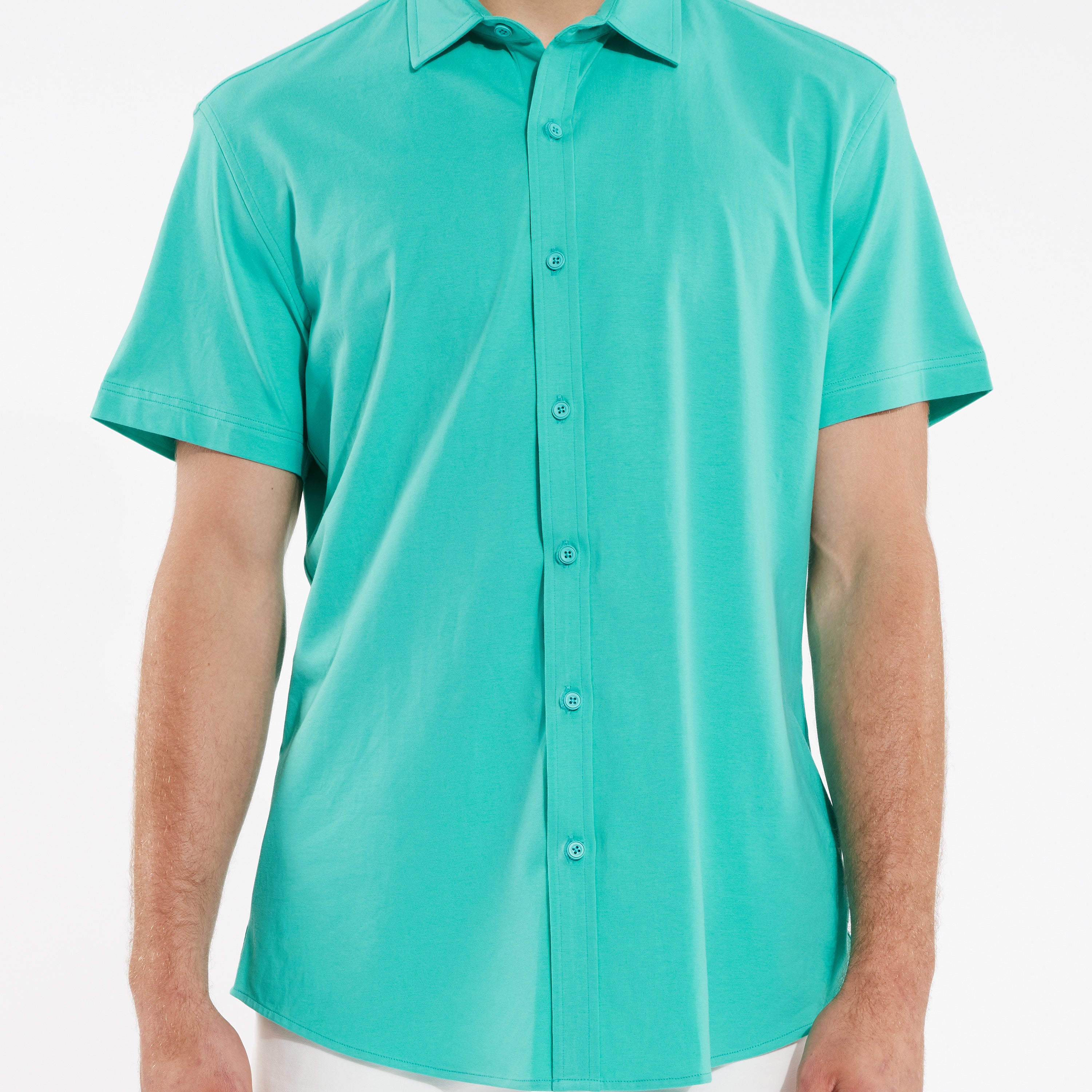 CRYSTAL LAKE SOLID KNIT STRETCH SHORT SLEEVE SHIRT ST-960