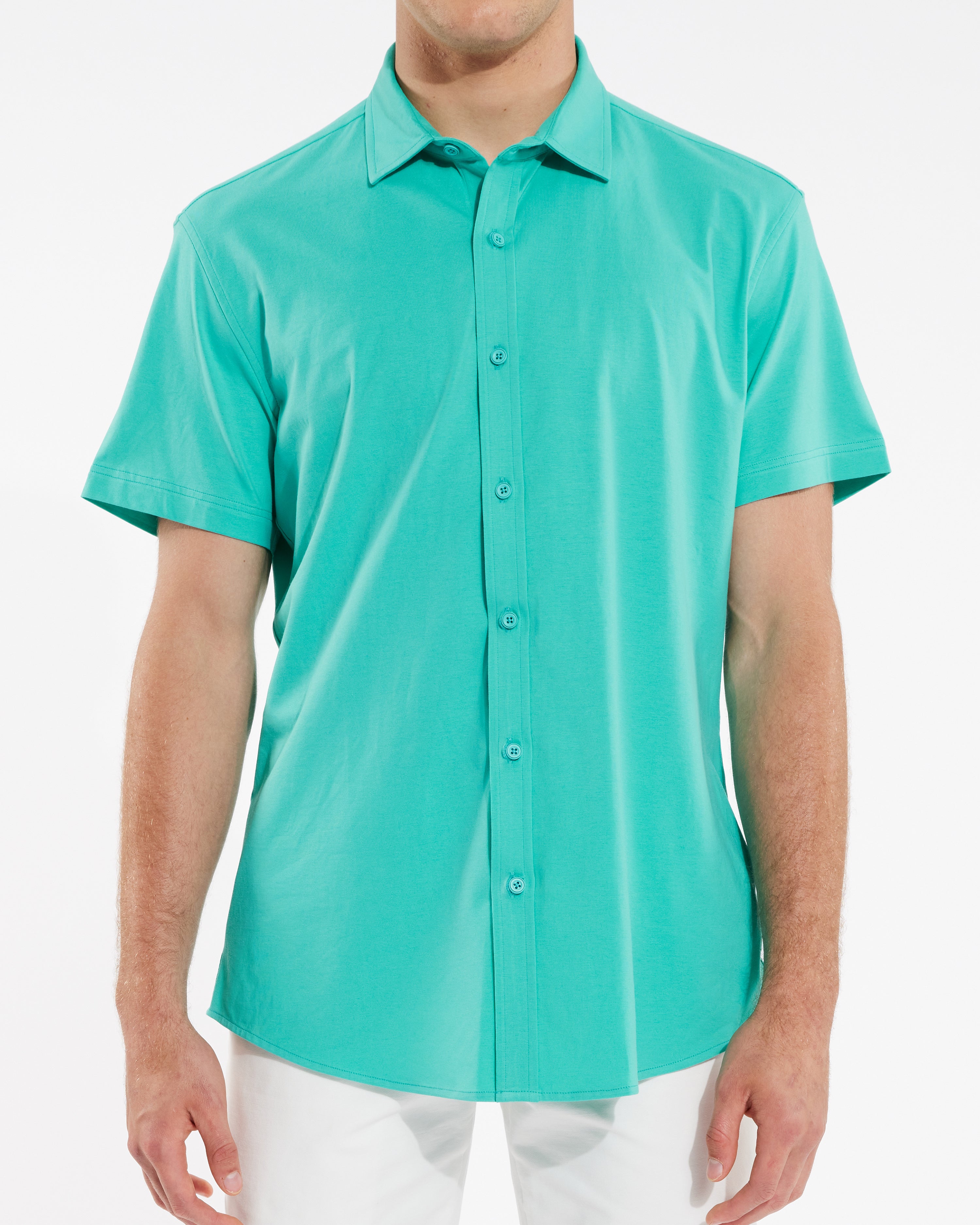 CRYSTAL LAKE SOLID KNIT STRETCH SHORT SLEEVE SHIRT ST-960