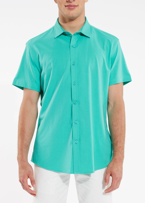 CRYSTAL LAKE SOLID KNIT STRETCH SHORT SLEEVE SHIRT ST-960