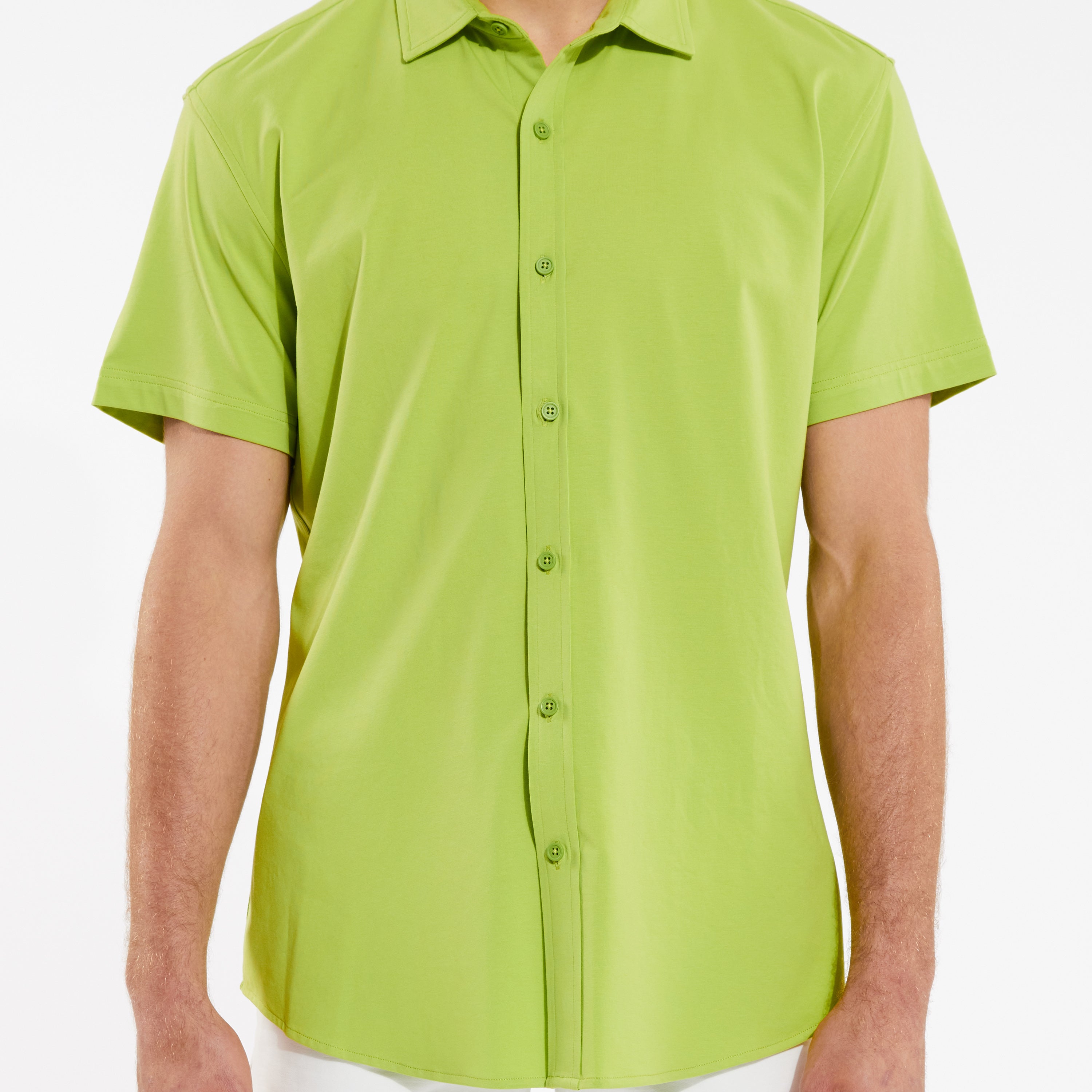 PEAR FECTION SOLID KNIT STRETCH SHORT SLEEVE SHIRT ST-960