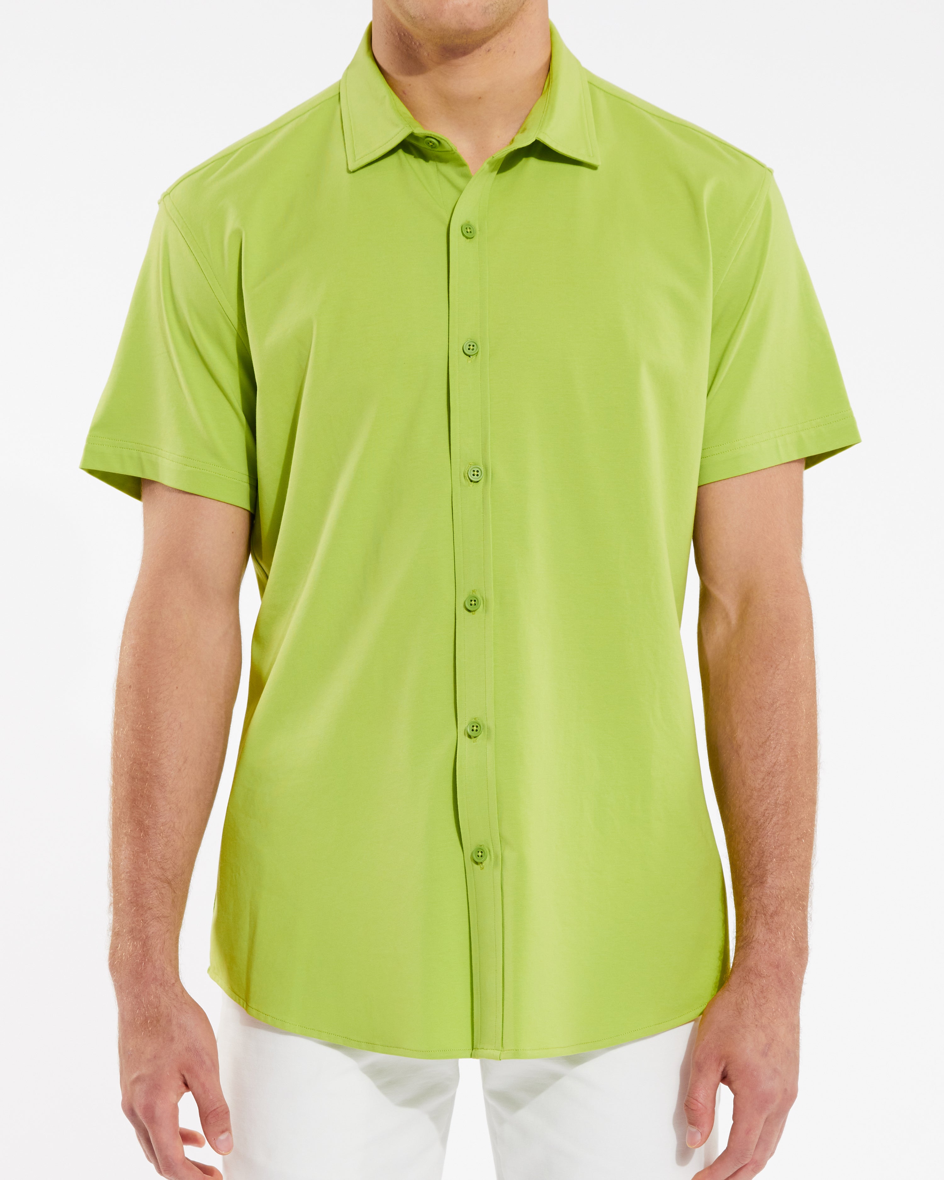 PEAR FECTION SOLID KNIT STRETCH SHORT SLEEVE SHIRT ST-960