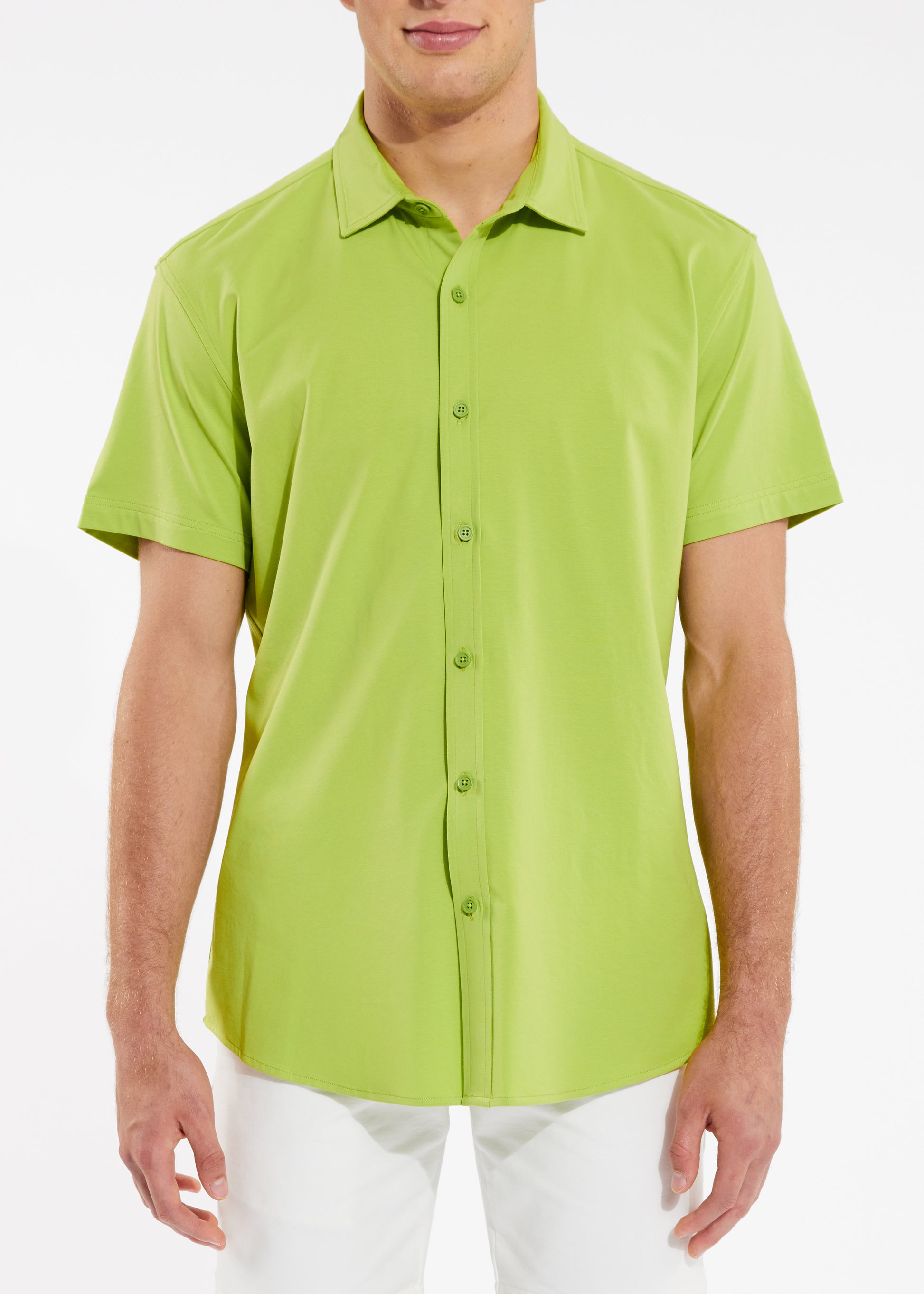 PEAR FECTION SOLID KNIT STRETCH SHORT SLEEVE SHIRT ST-960