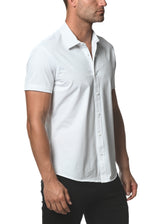 WHITE SOLID KNIT STRETCH SHORT SLEEVE SHIRT ST-960