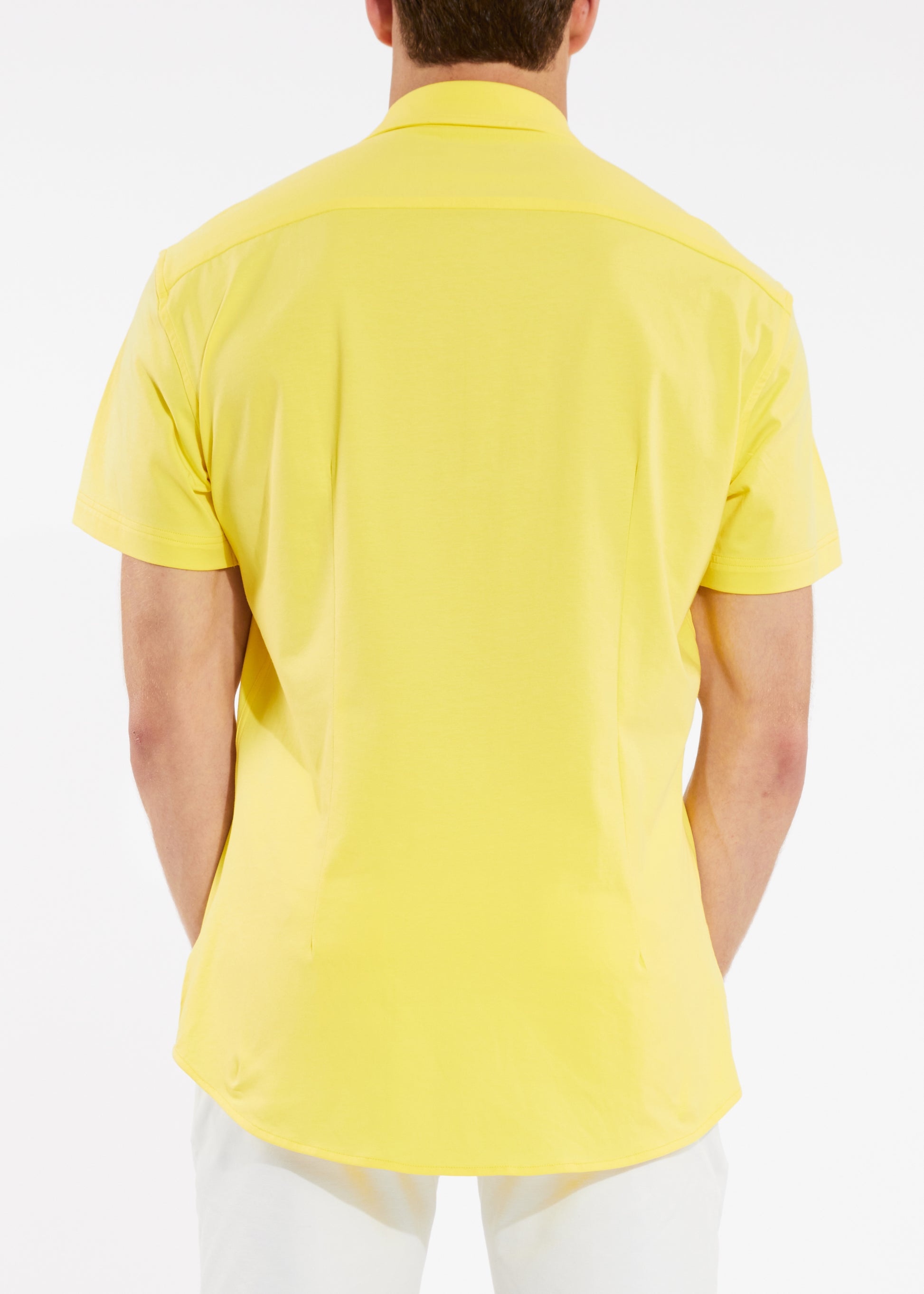 YUZU YELLOW SOLID KNIT STRETCH SHORT SLEEVE SHIRT ST-960-Final Sale