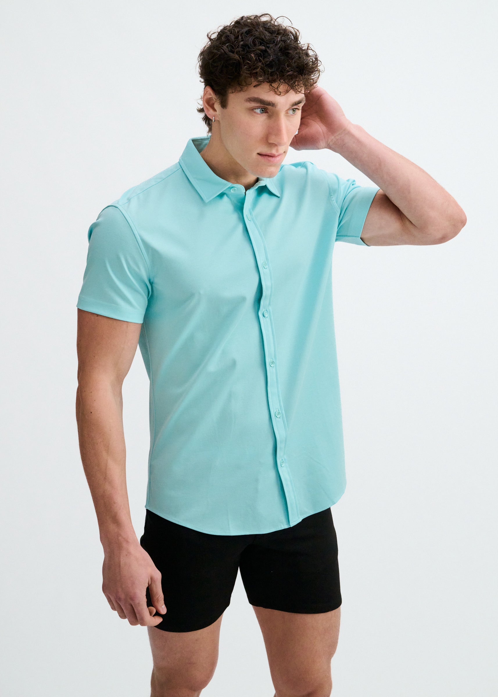 MIRAGE SOLID STRETCH JERSEY KNIT SHORT SLEEVE SHIR ST-963-06
