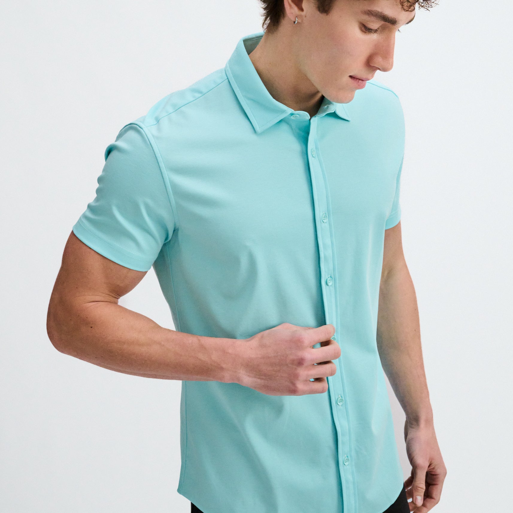 MIRAGE SOLID STRETCH JERSEY KNIT SHORT SLEEVE SHIR ST-963-06