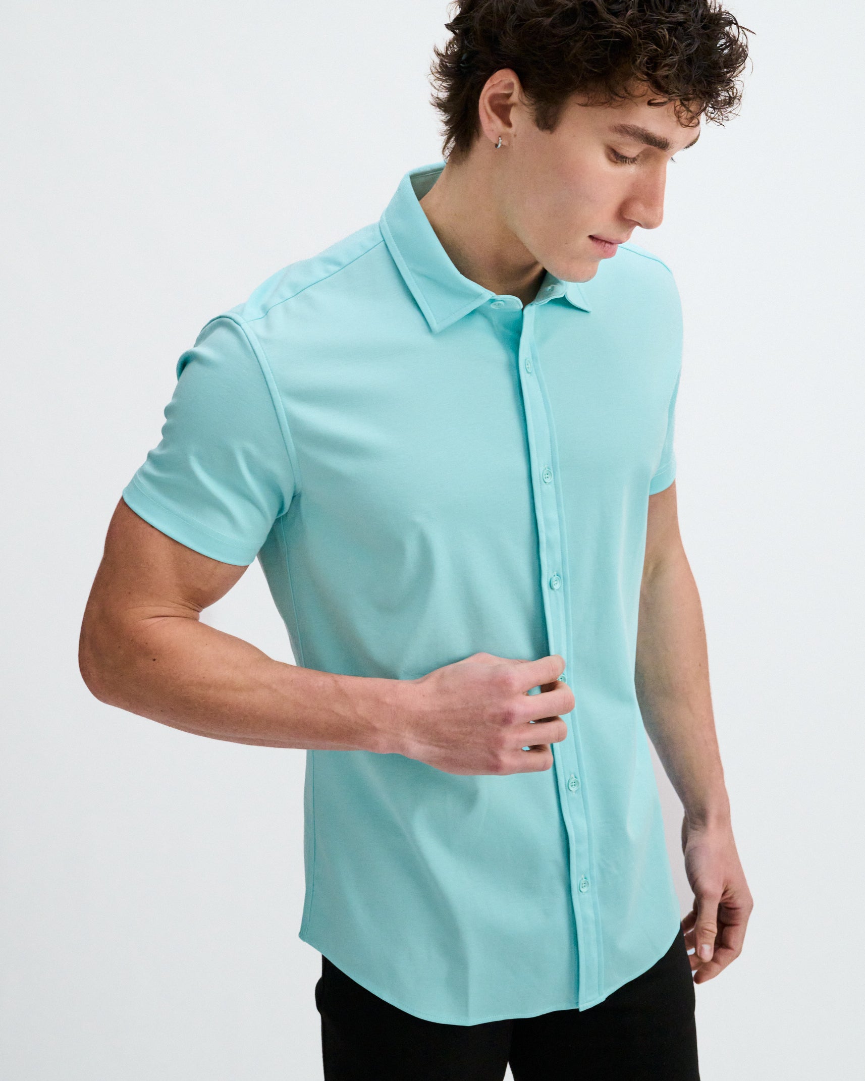 MIRAGE SOLID STRETCH JERSEY KNIT SHORT SLEEVE SHIR ST-963-06