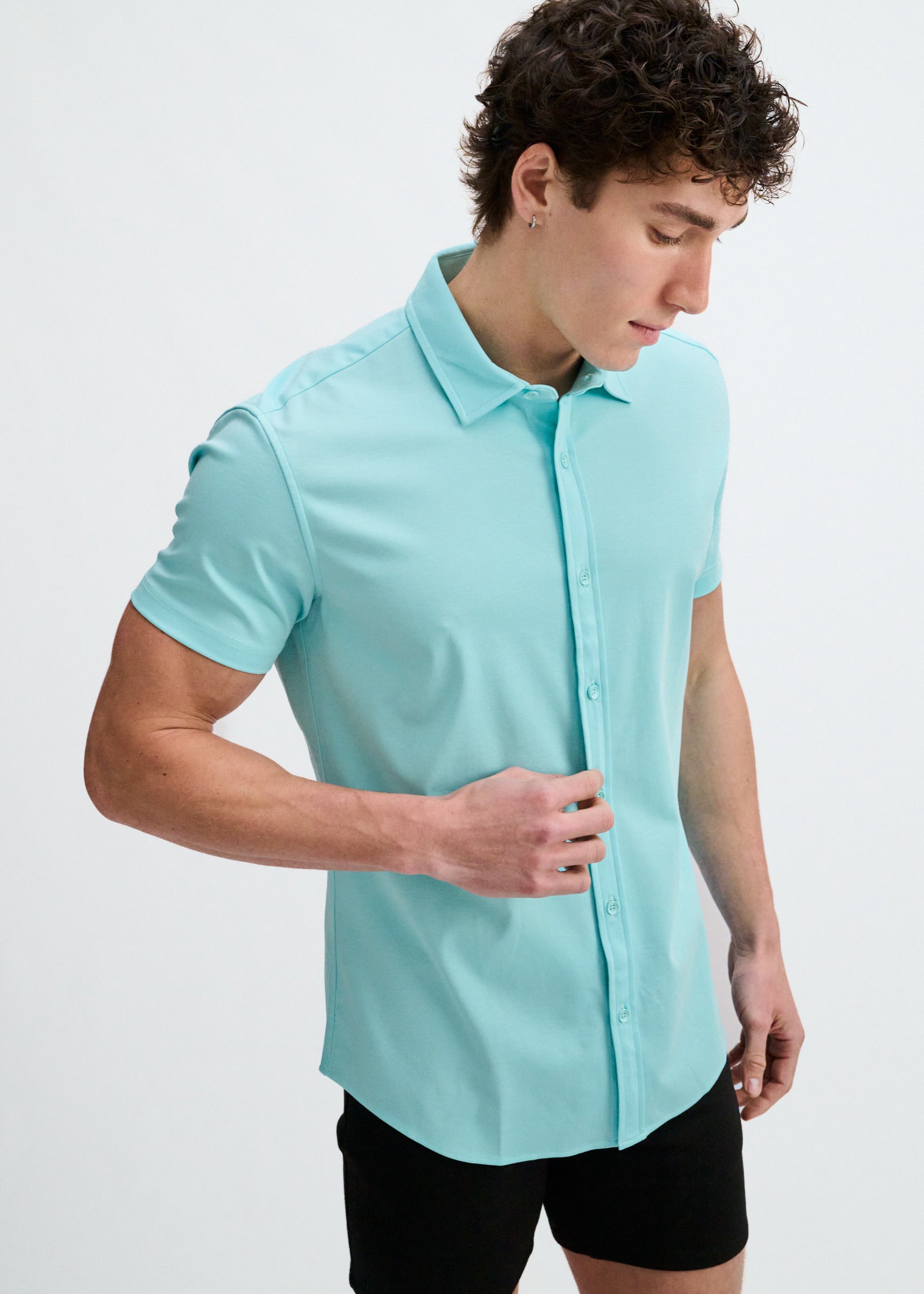MIRAGE SOLID STRETCH JERSEY KNIT SHORT SLEEVE SHIR ST-963-06