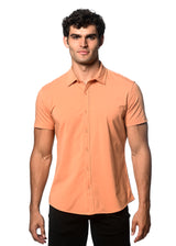 CORAL SPICE SOLID COTTON STRETCH KNIT JERSEY SHORT SLEEVE SHIRT ST-963