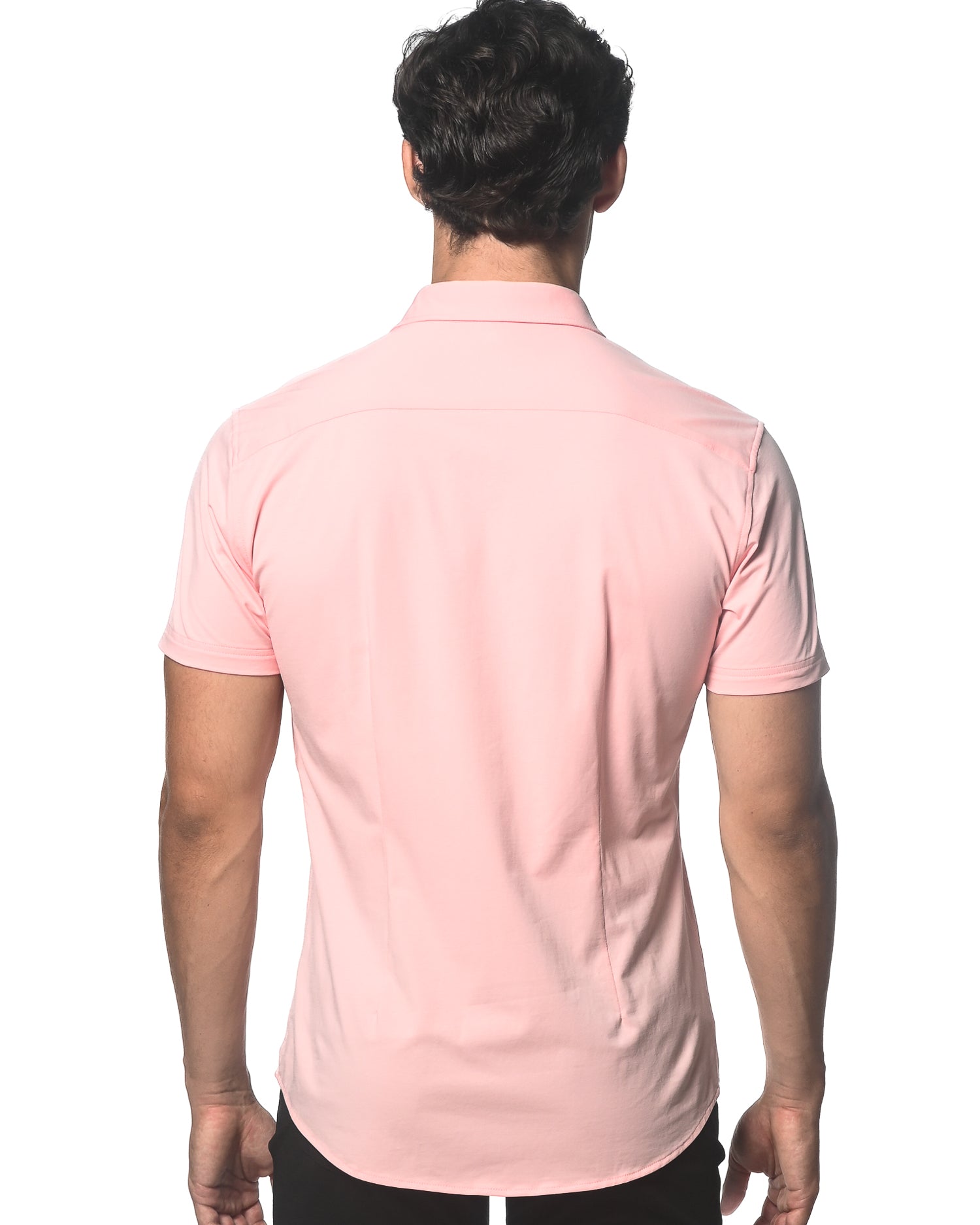 ROSE PETAL SOLID COTTON STRETCH KNIT JERSEY SHORT SLEEVE SHIRT ST-963