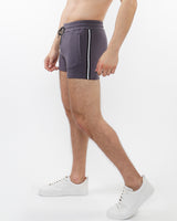 CHARCOAL 3.5" INSEAM RETRO STRETCH KNIT GYM SHORTS W/ SIDE TAPING ST-10510