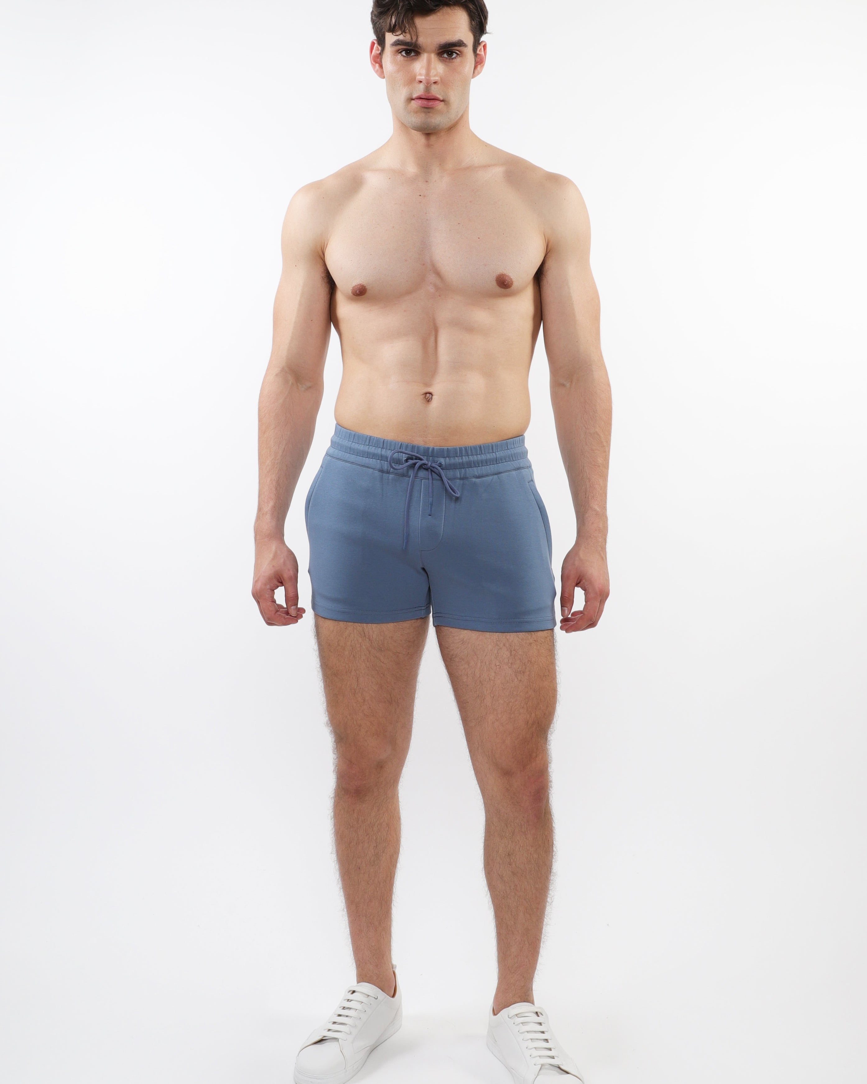 AQUA BLUE 3.5" INSEAM STRETCH KNIT GYM SHORTS ST-10511