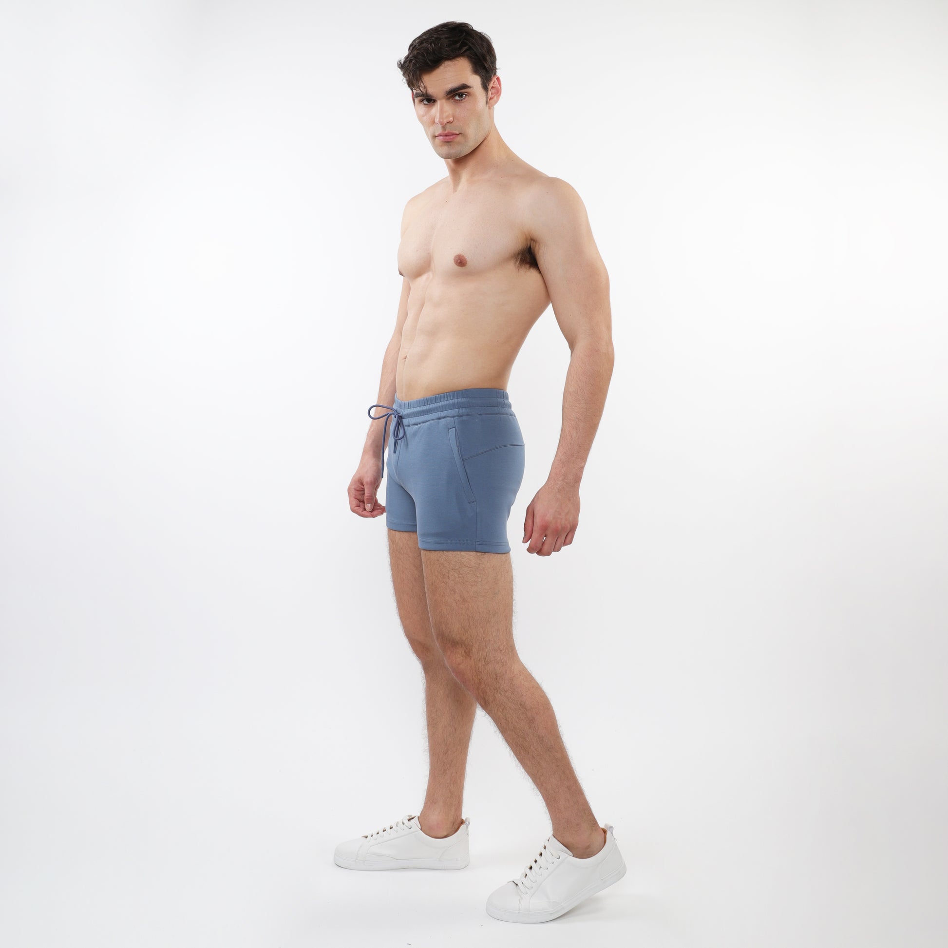AQUA BLUE 3.5" INSEAM STRETCH KNIT GYM SHORTS ST-10511