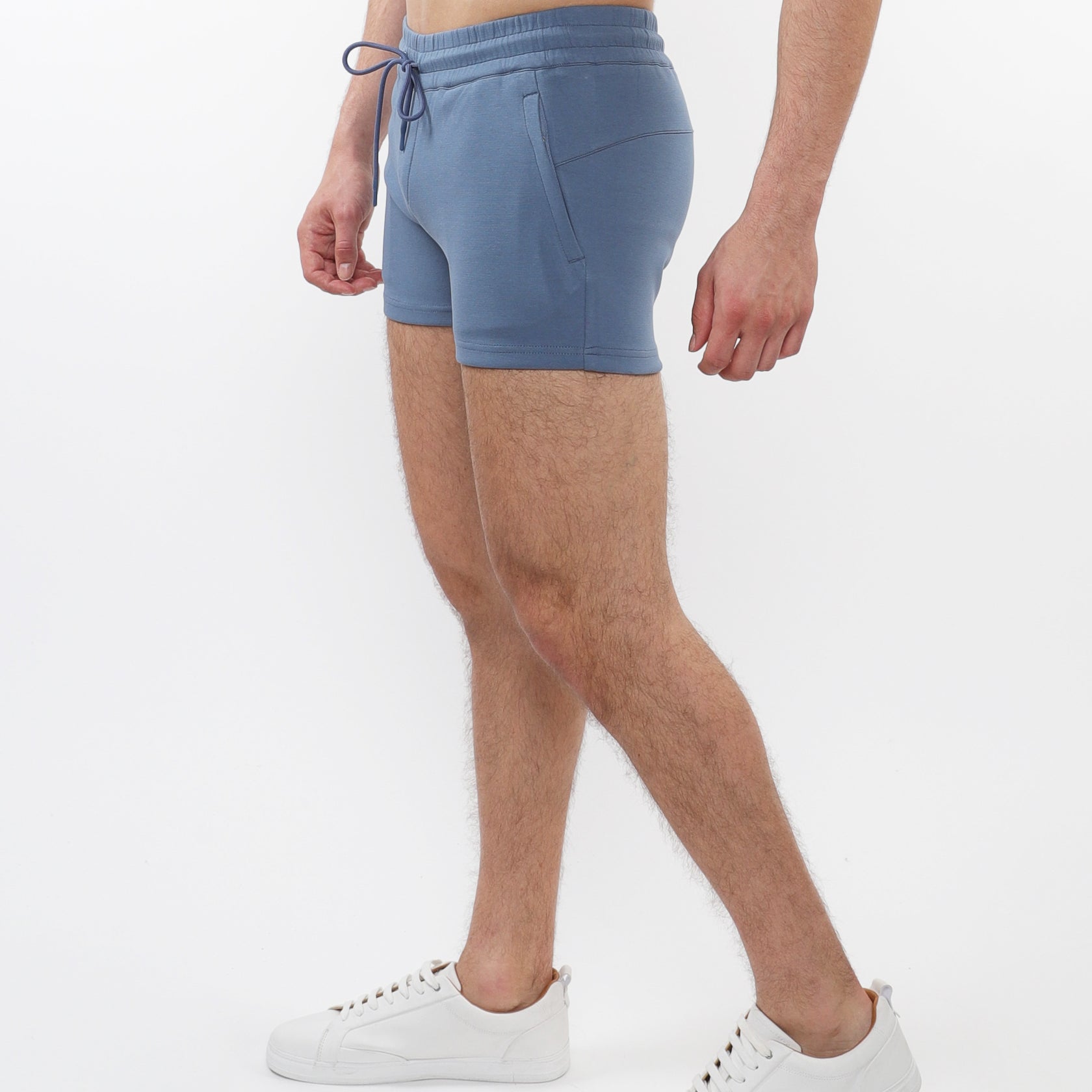 AQUA BLUE 3.5" INSEAM STRETCH KNIT GYM SHORTS ST-10511