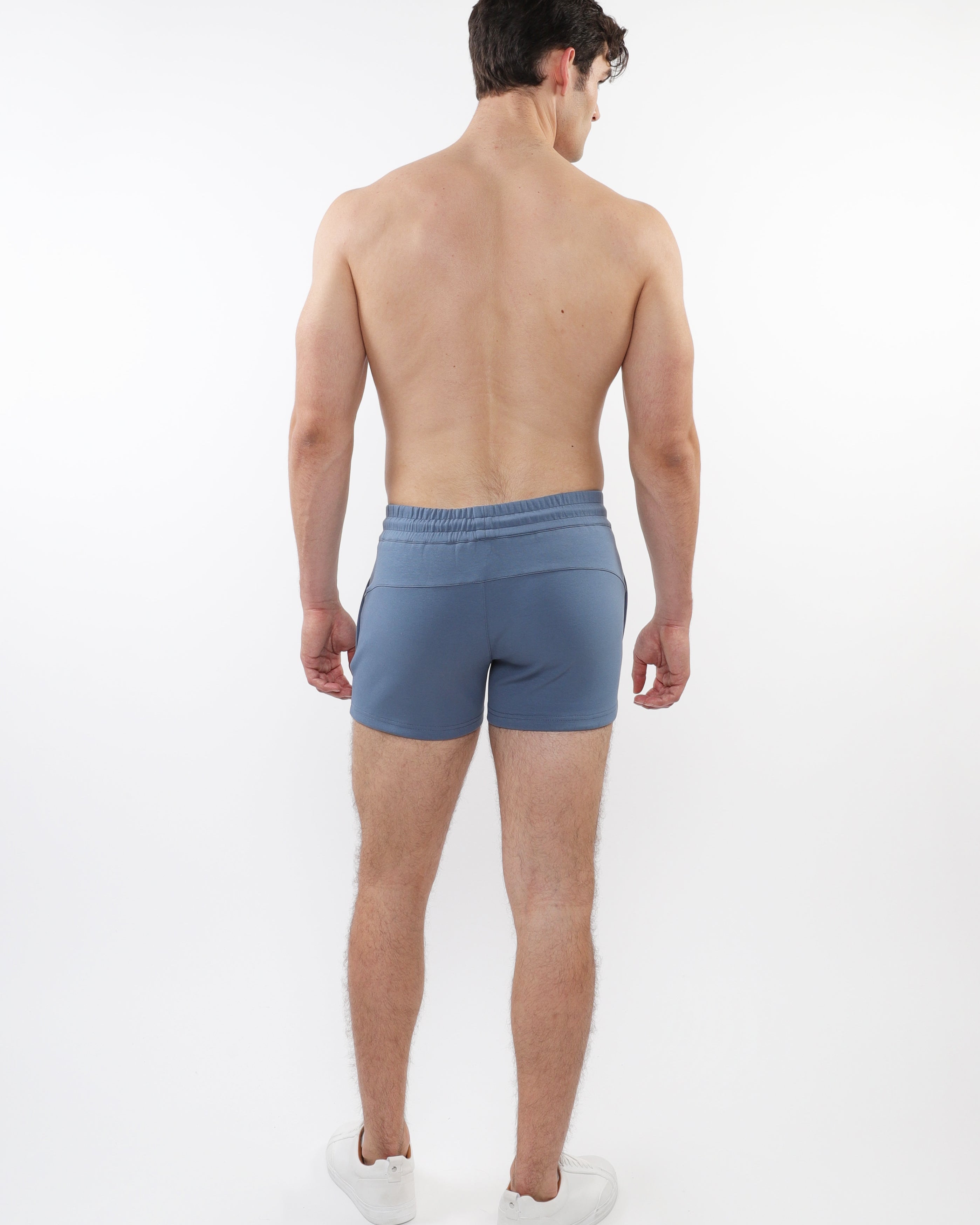 AQUA BLUE 3.5" INSEAM STRETCH KNIT GYM SHORTS ST-10511