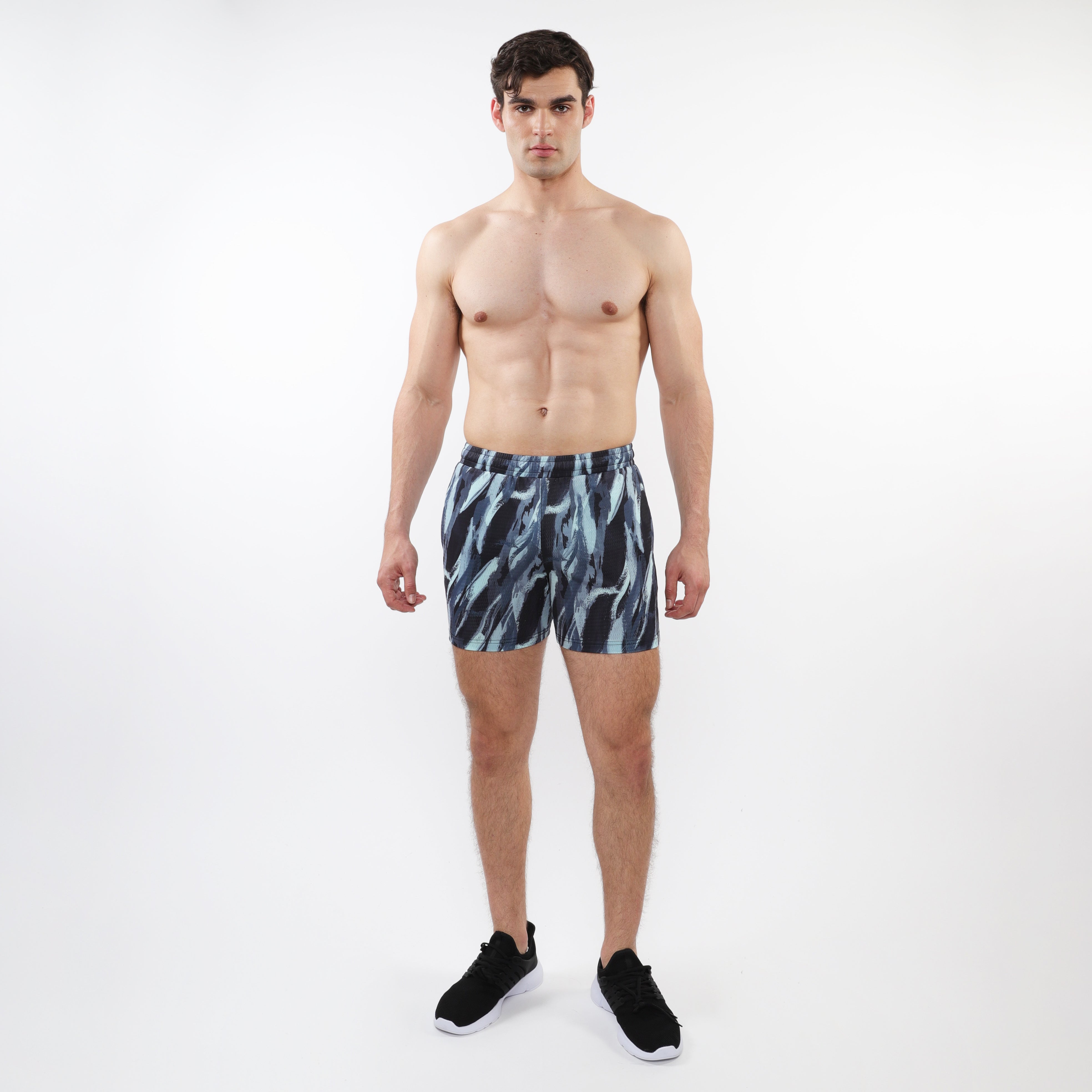 ORANGE/BLACK TRIANGLES PRINTED MESH STRETCH PERFORMANCE
