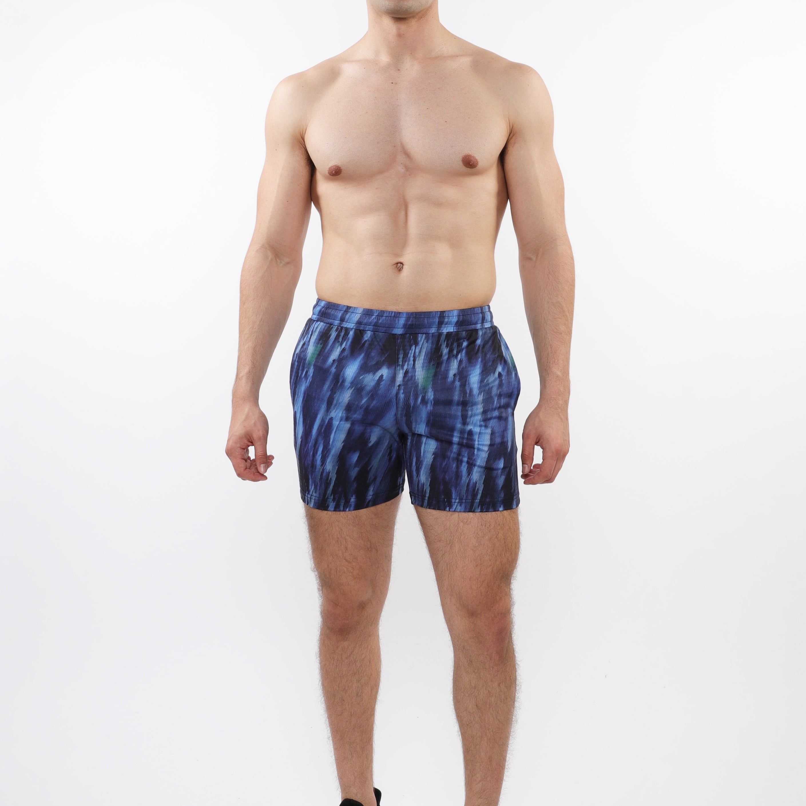 NAVY/COBALT ABSTRACT PRINTED MESH STRETCH PERFORMANCE SHORTS ST-1469-02