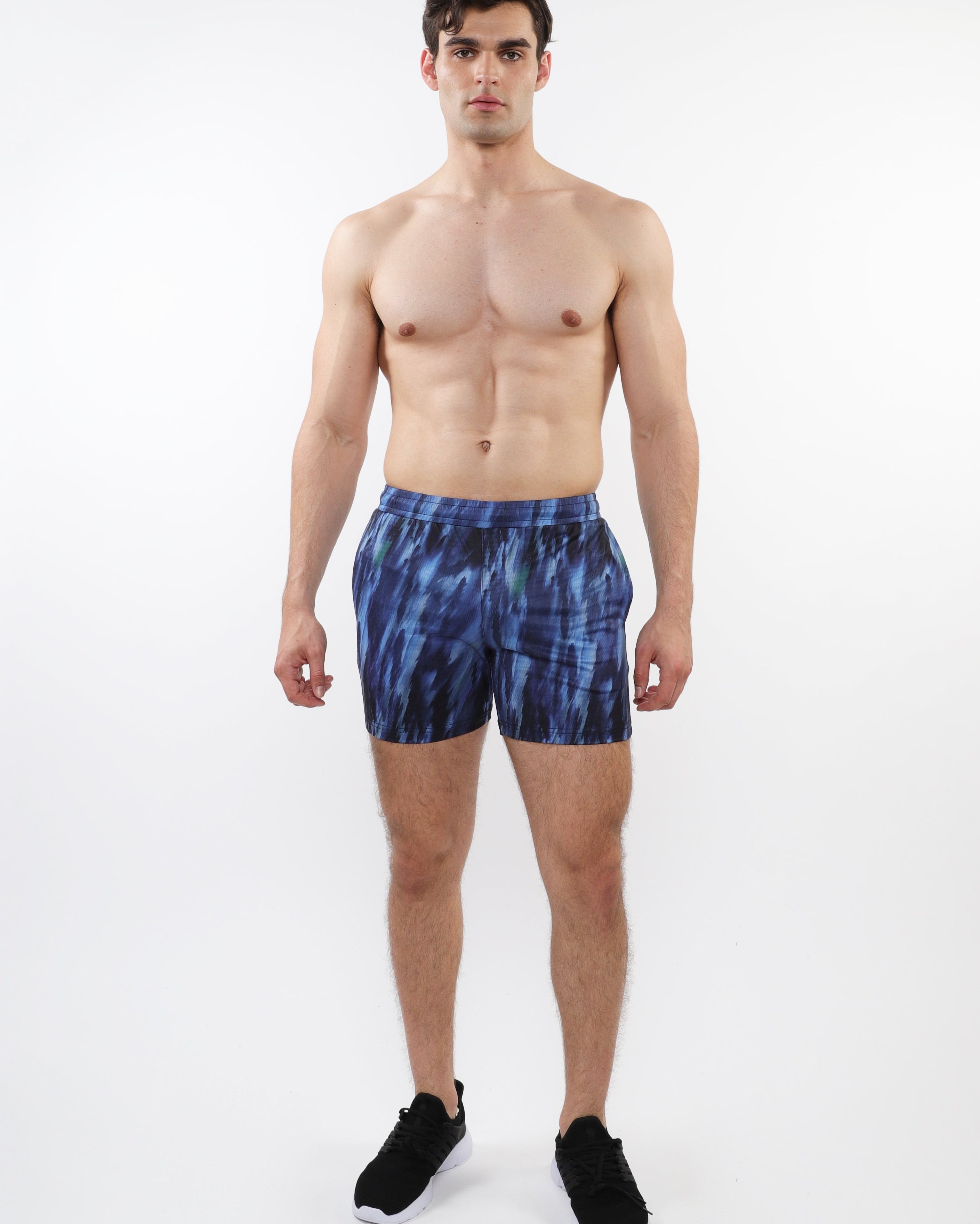 NAVY/COBALT ABSTRACT PRINTED MESH STRETCH PERFORMANCE SHORTS ST-1469-02