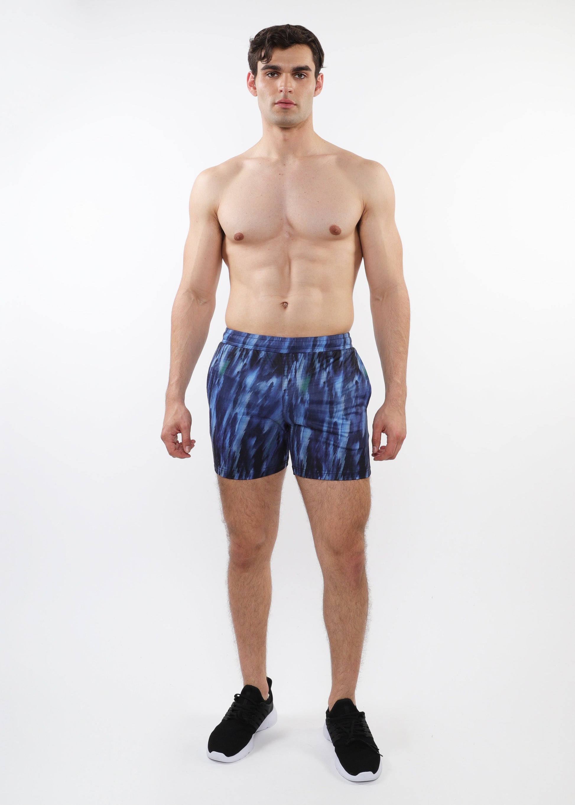 NAVY/COBALT ABSTRACT PRINTED MESH STRETCH PERFORMANCE SHORTS ST-1469-02