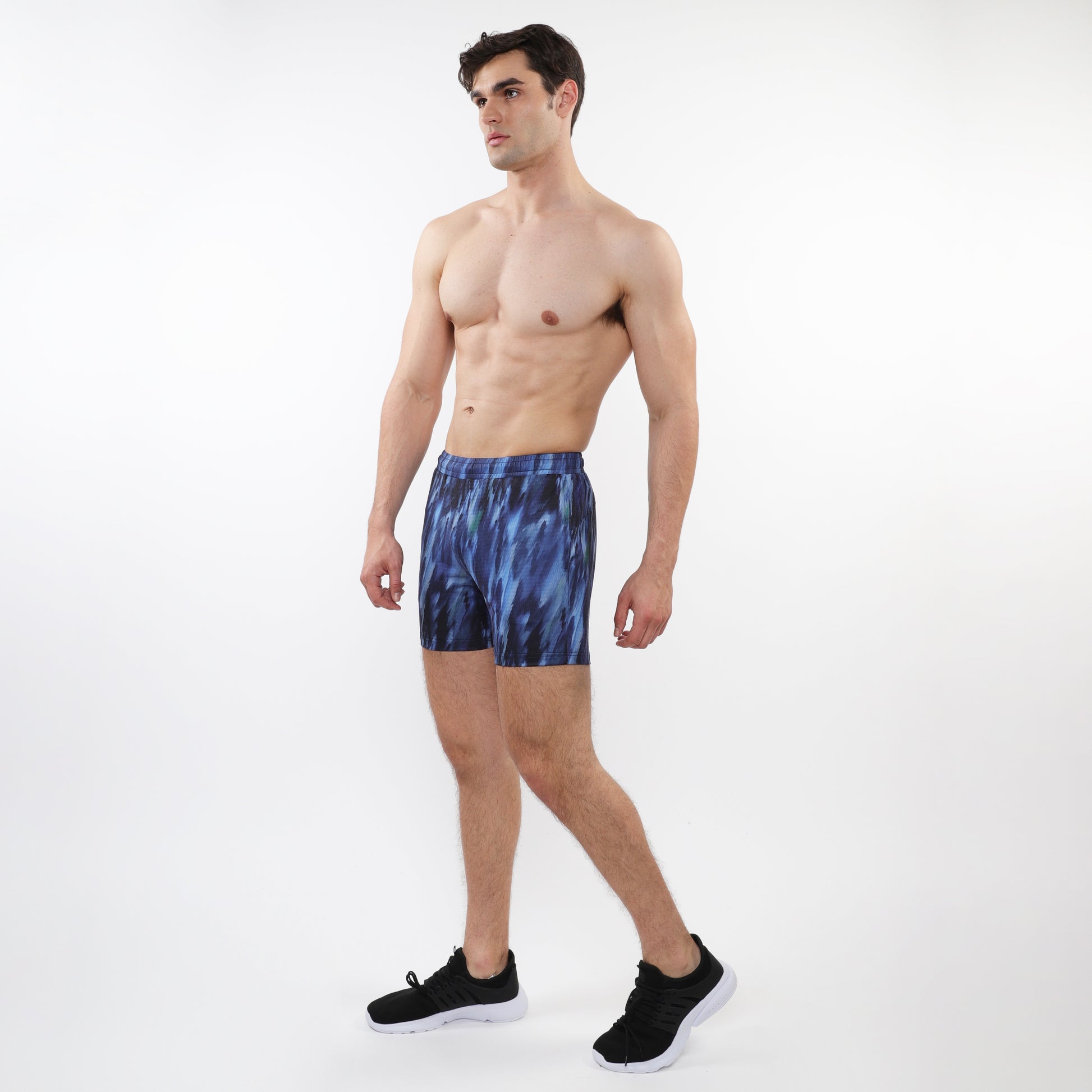 NAVY/COBALT ABSTRACT PRINTED MESH STRETCH PERFORMANCE SHORTS ST-1469-02