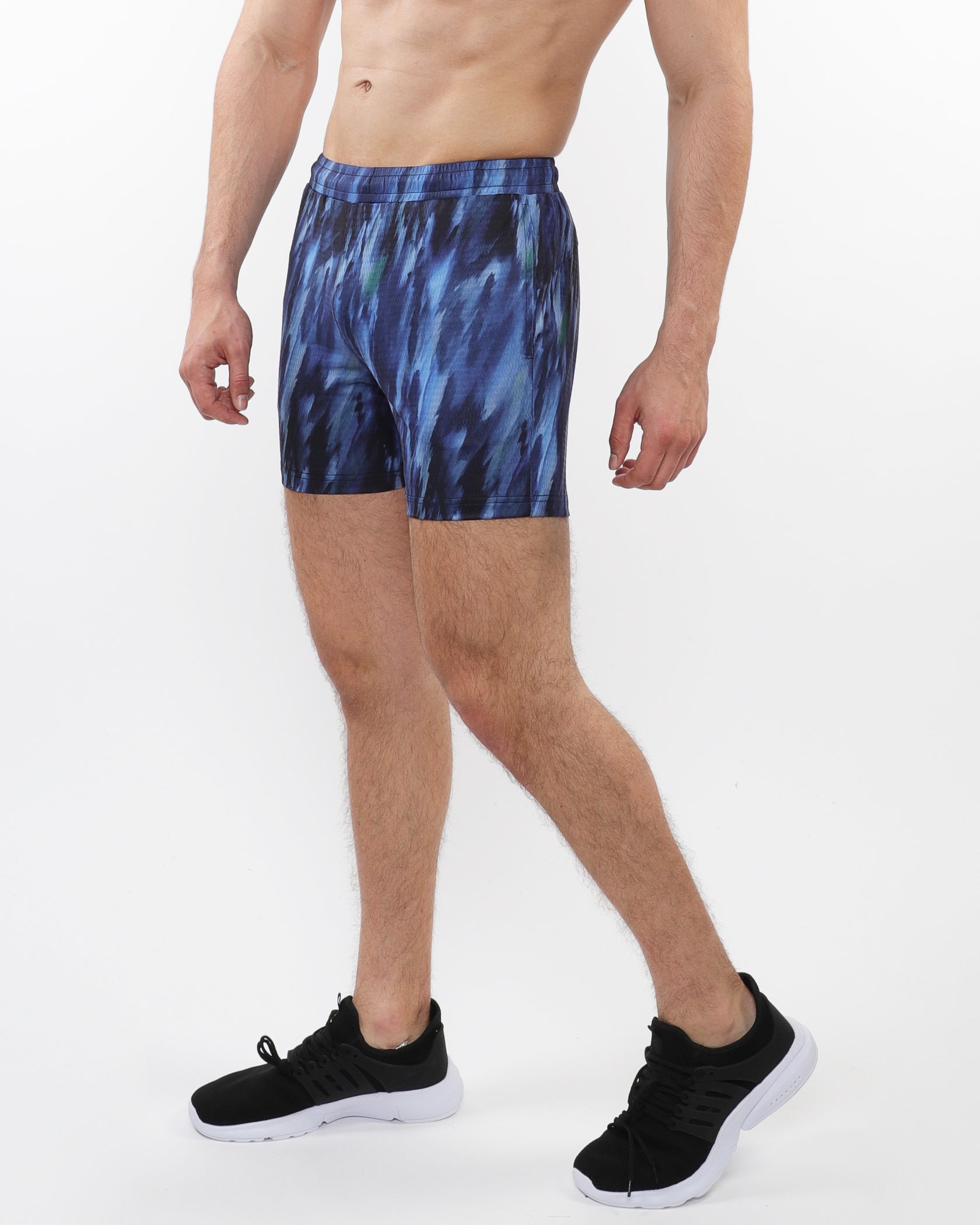 NAVY/COBALT ABSTRACT PRINTED MESH STRETCH PERFORMANCE SHORTS ST-1469-02