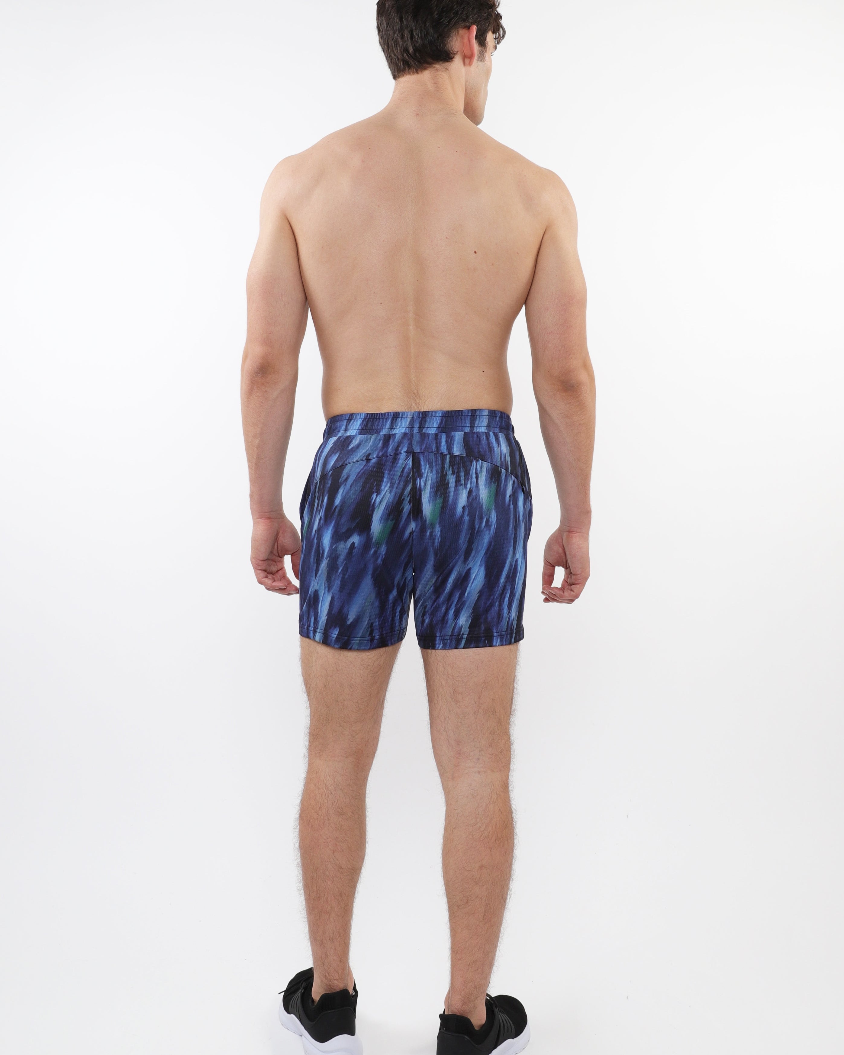 NAVY/COBALT ABSTRACT PRINTED MESH STRETCH PERFORMANCE SHORTS ST-1469-02