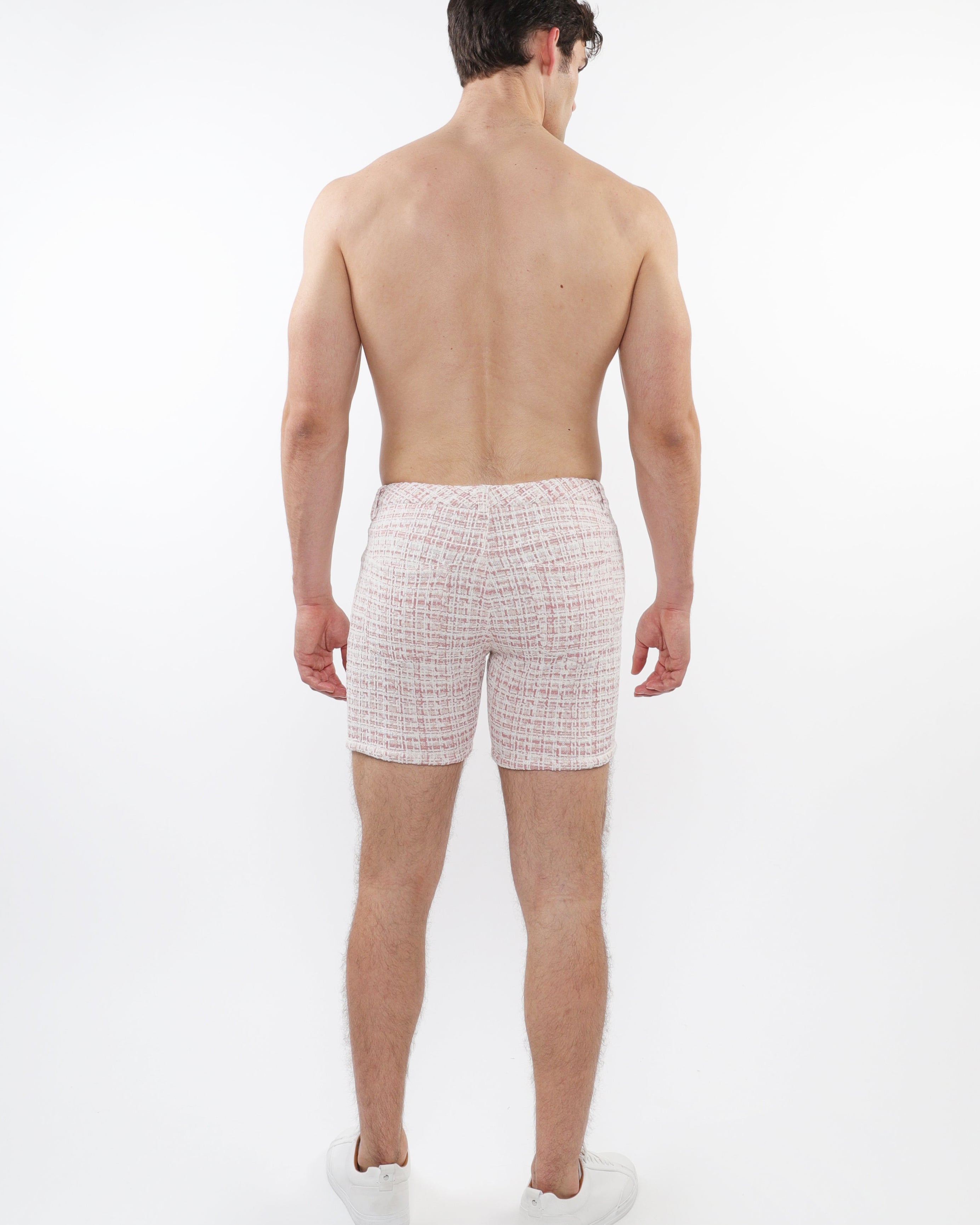 BLUSH TWEED 5" INSEAM TWEED-LOOK JACQUARD STRETCH KNIT JEANS SHORTS LIMITED EDITION ST-1932-LX