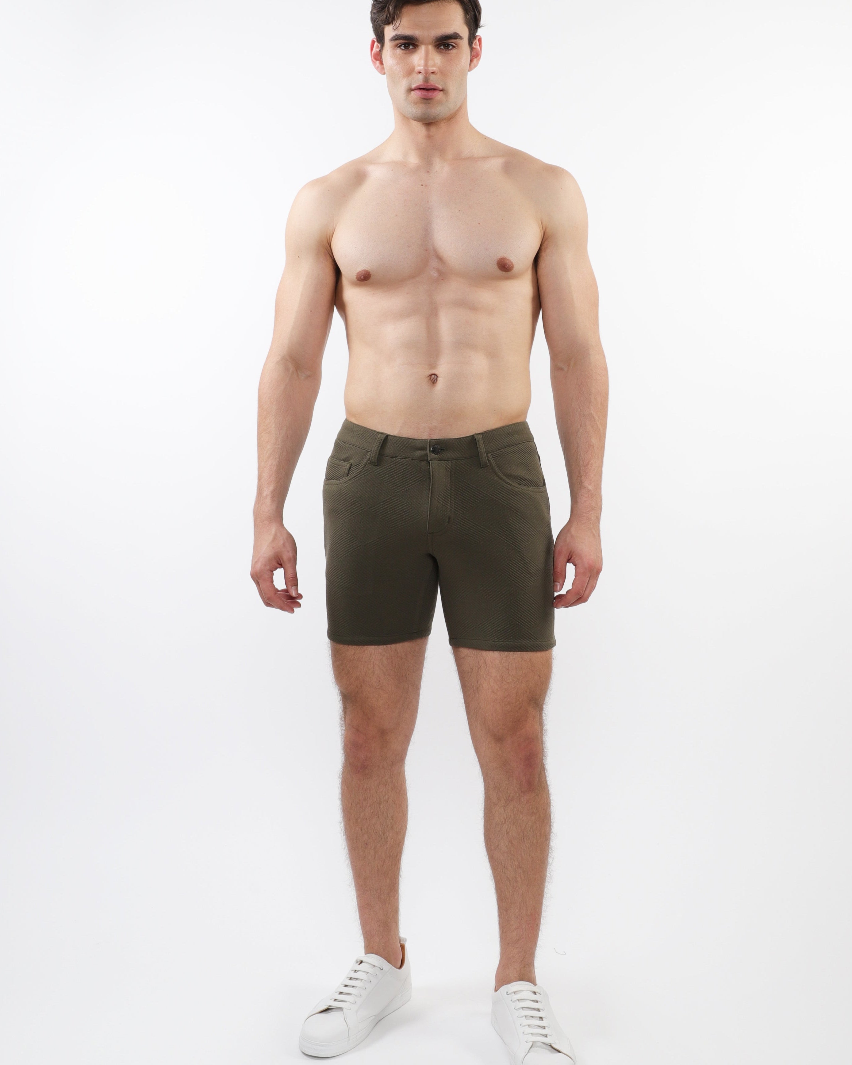 ARMY PARQUET 5" INSEAM JACQUARD STRETCH KNIT JEANS SHORTS ST-1932-80