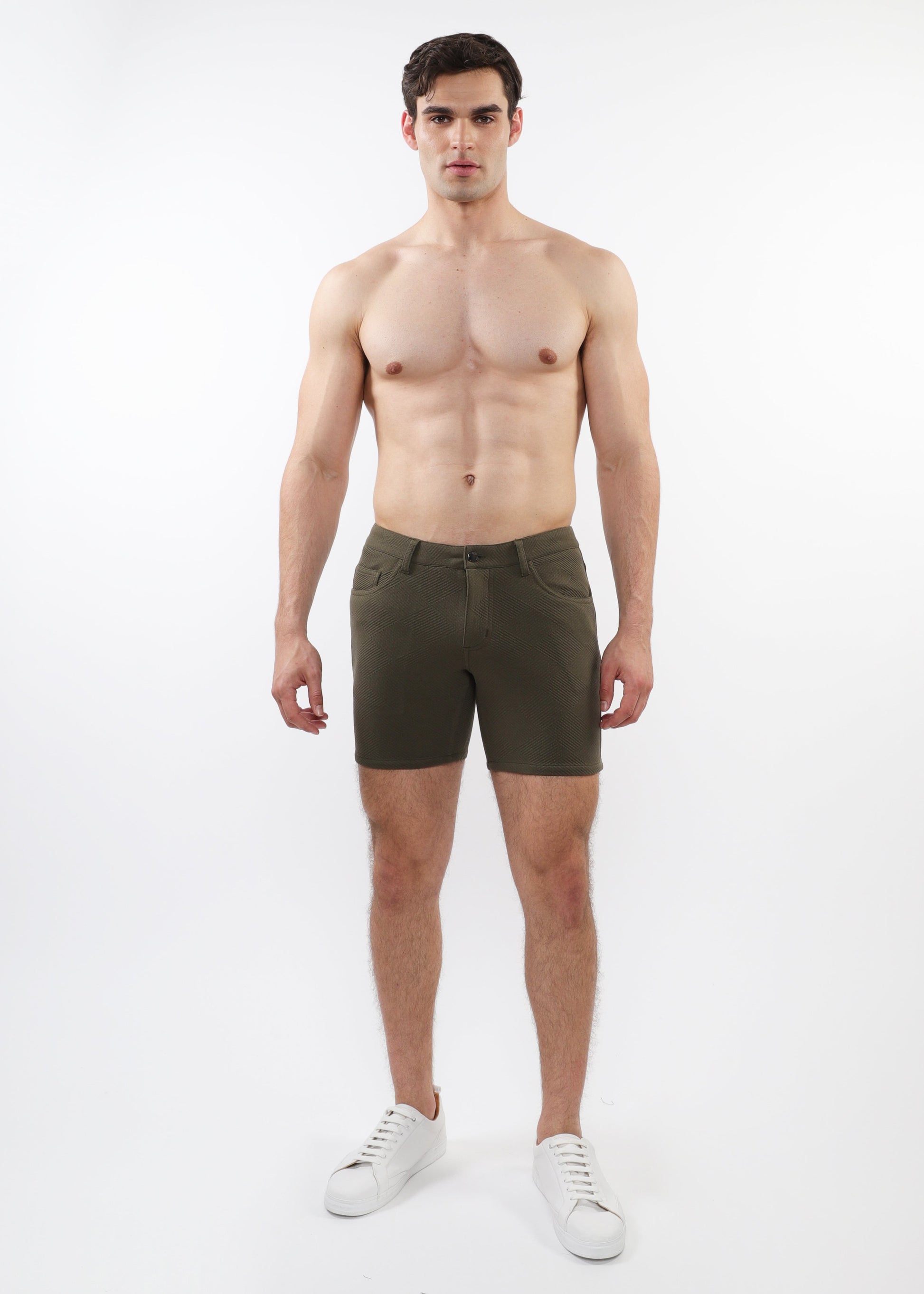 ARMY PARQUET 5" INSEAM JACQUARD STRETCH KNIT JEANS SHORTS ST-1932-80