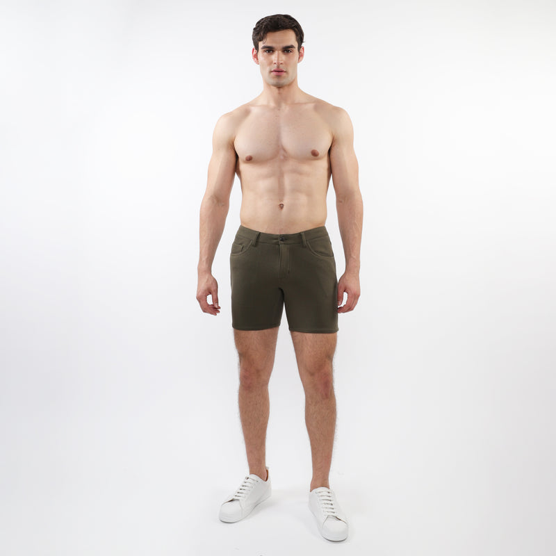 ARMY PARQUET 5" INSEAM JACQUARD STRETCH KNIT JEANS SHORTS ST-1932-80