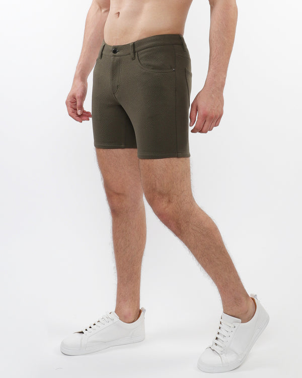 ARMY PARQUET 5" INSEAM JACQUARD STRETCH KNIT JEANS SHORTS ST-1932-80